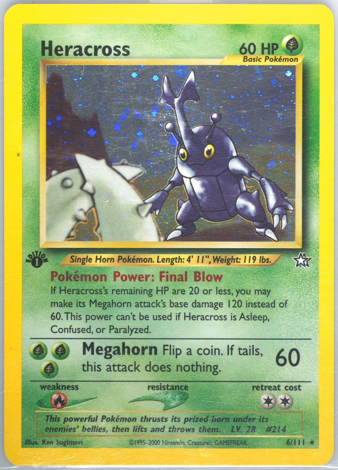 Heracross-Holo (6) 2000 Pokemon Neo Genesis 1st Edition