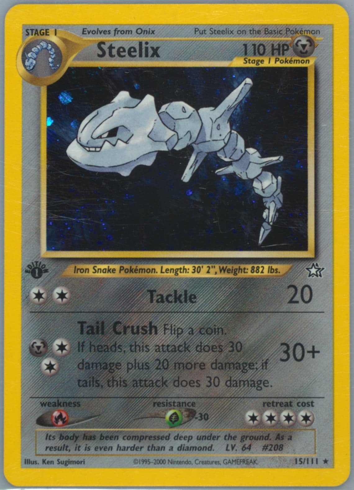 Steelix-Holo (15) 2000 Pokemon Neo Genesis 1st Edition
