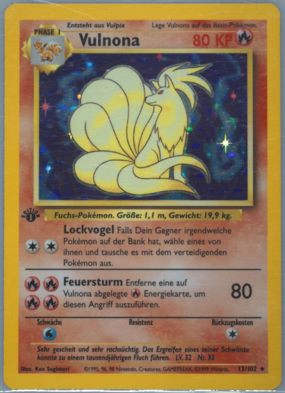 Vulnona-Holo 1st Edition (12) 1999 Pokemon German