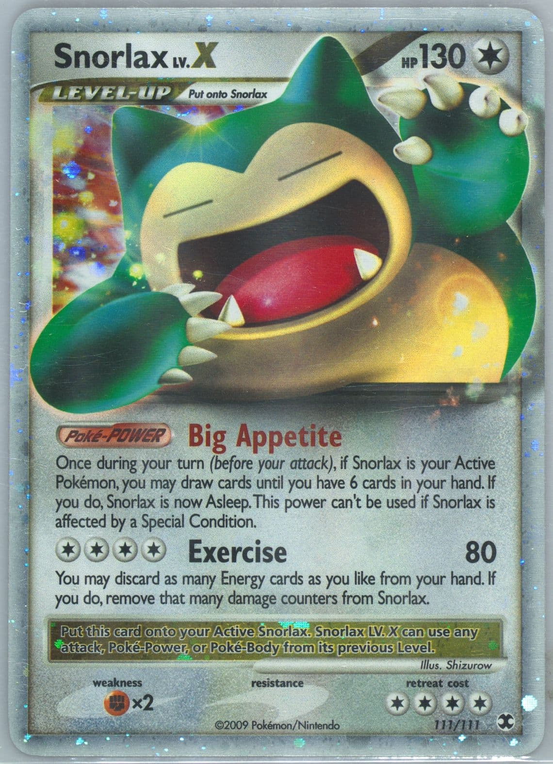 Snorlax LV.X-Holo (111) 2009 Pokemon Platinum Rising Rivals