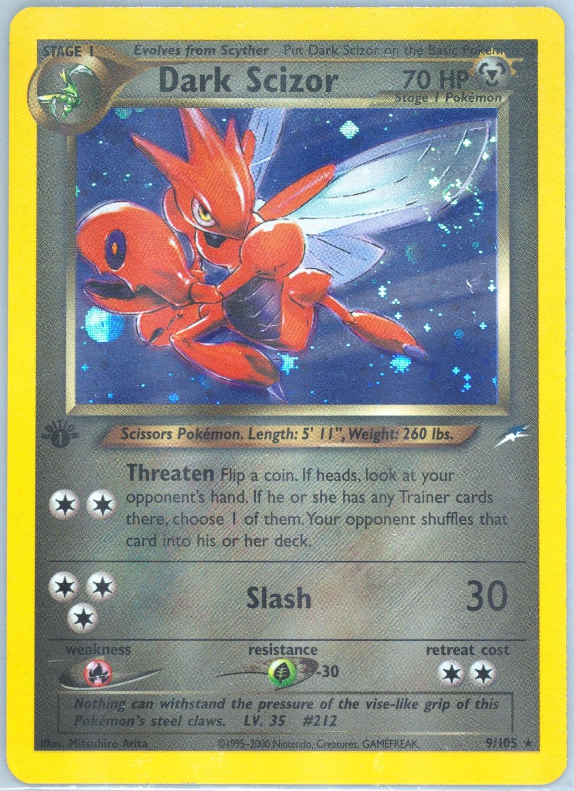 Dark Scizor-Holo 1st Edition (9) 2002 Pokemon Neo Destiny