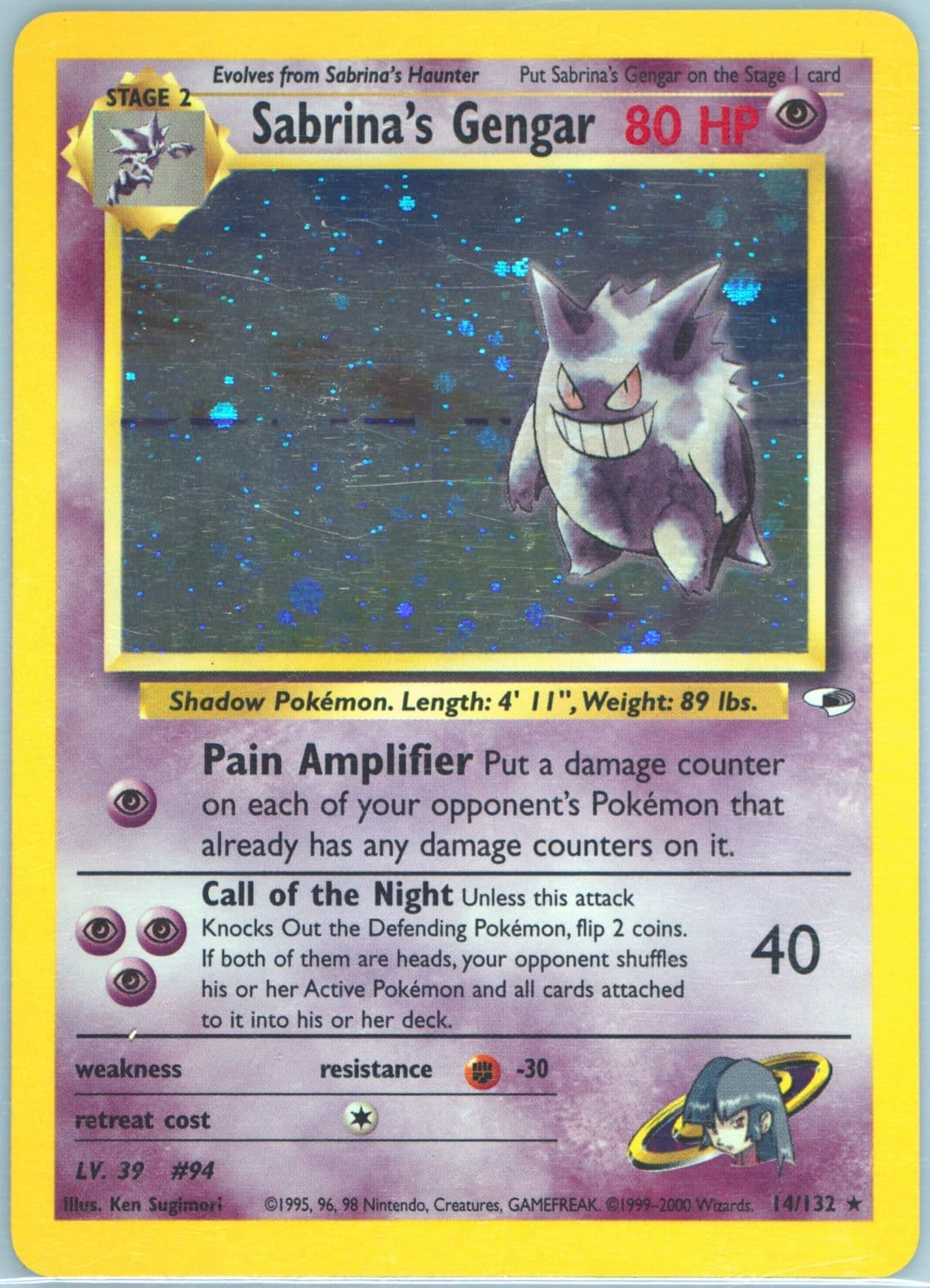 Sabrina's Gengar Holo (14) 2000 Pokemon Gym Heroes