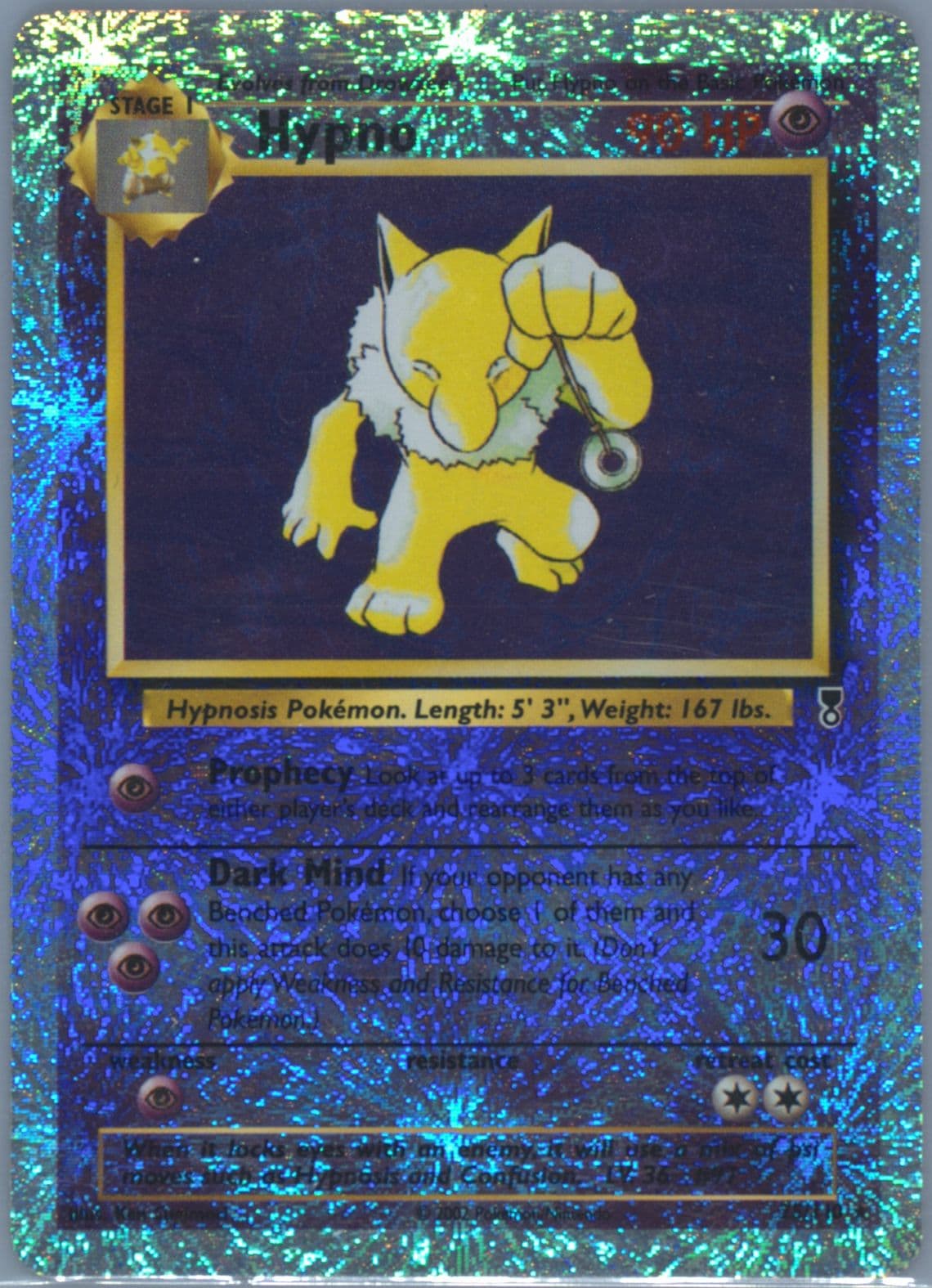 Hypno-Reverse Foil (25) 2002 Pokemon Legendary Collection
