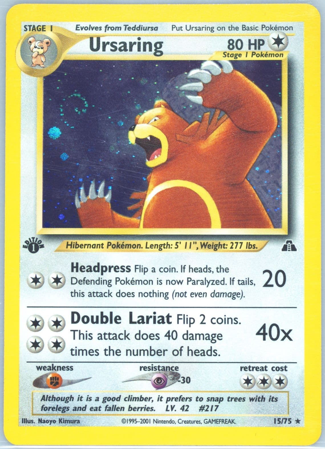 Ursaring-Holo 1st Edition (15) 2001 Pokemon Neo Discovery
