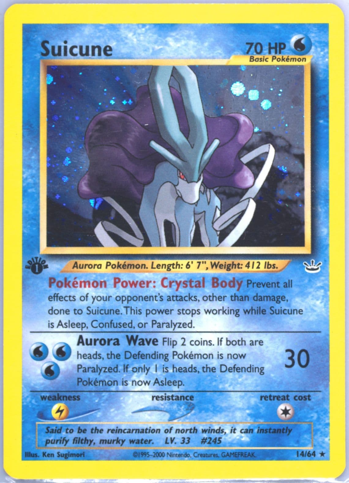 Suicune-Holo (14) 2001 Pokemon Neo Revelation 1st Edition