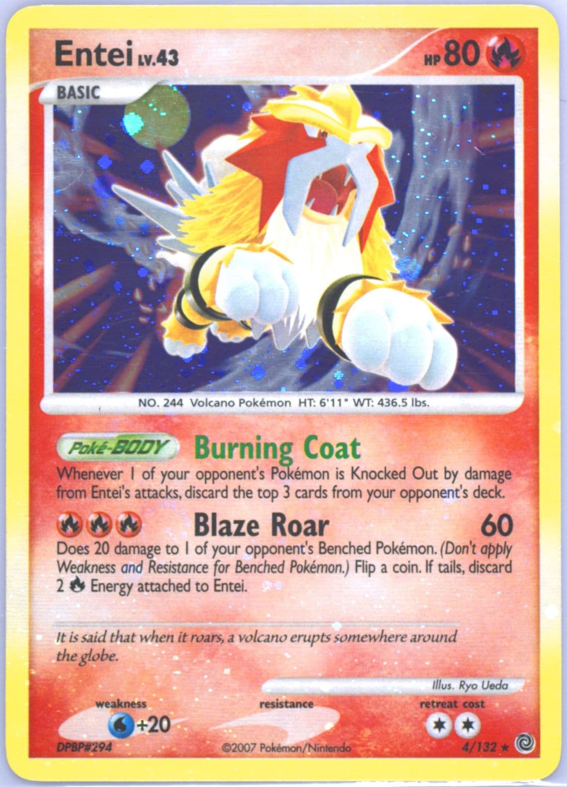 Entei-Holo (4) 2007 Pokemon Diamond & Pearl Secret Wonders