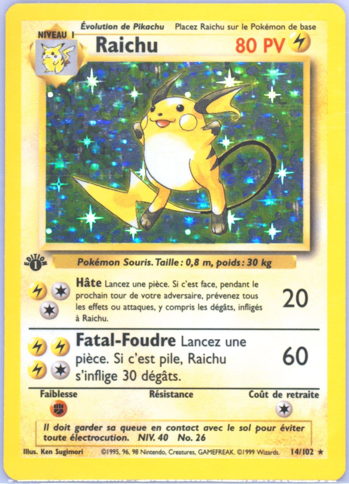 Raichu-Holo 1st Edition (14) 1999 Pokemon French