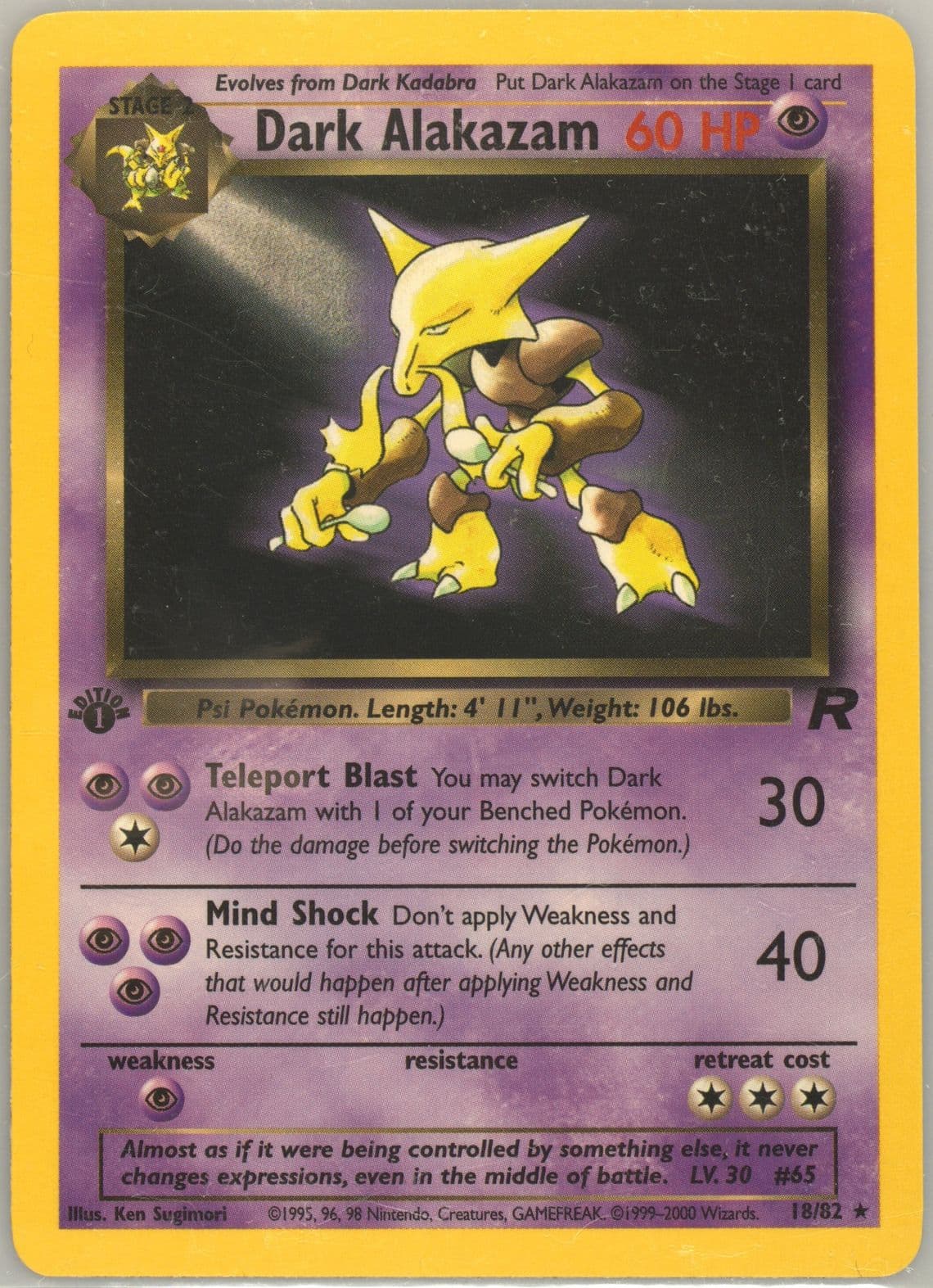Dark Alakazam 1st Edition (18) 2000 Pokemon Rocket