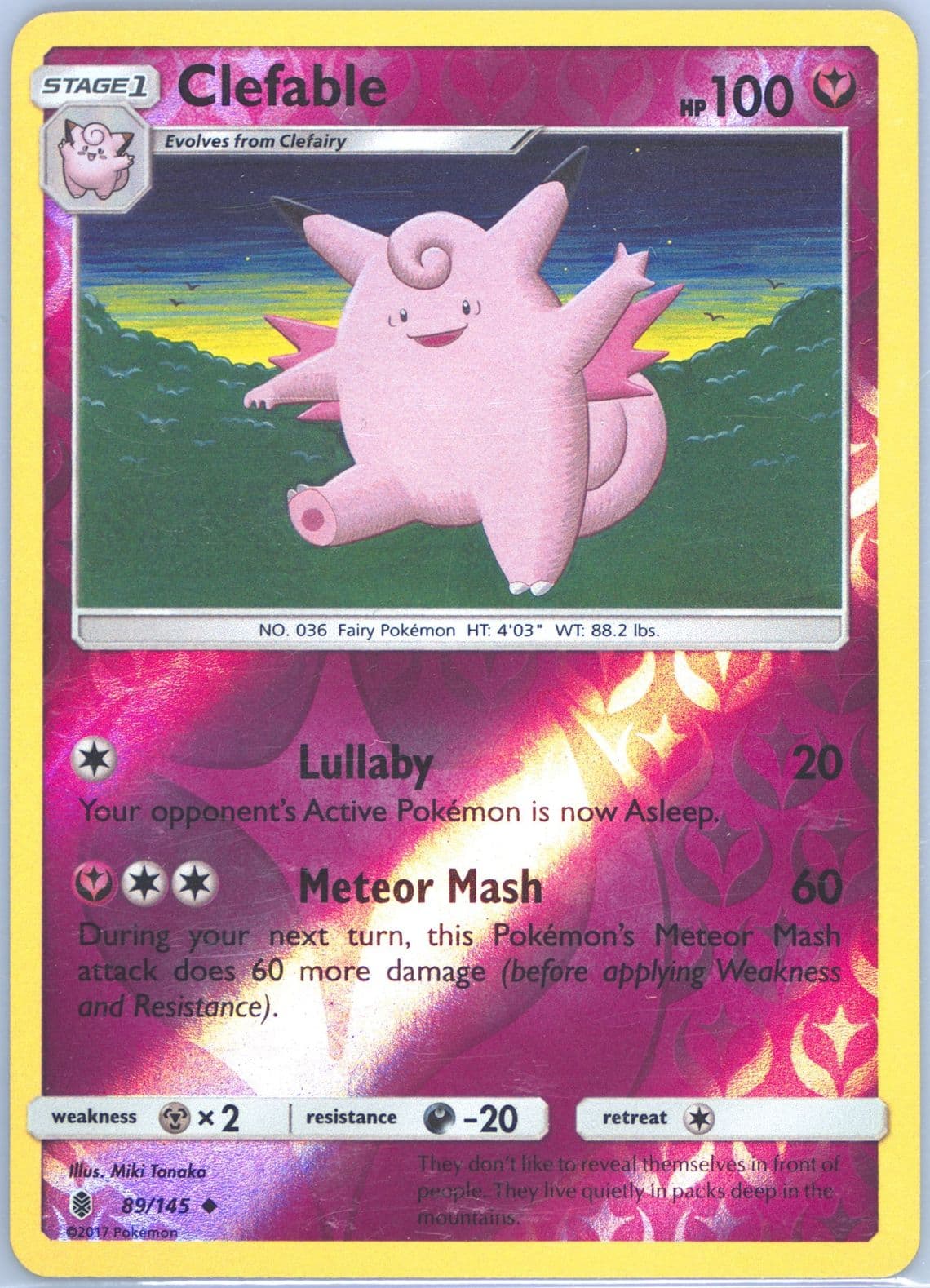 Clefable-Reverse Foil (89) 2017 Pokemon Sun & Moon Guardians Rising