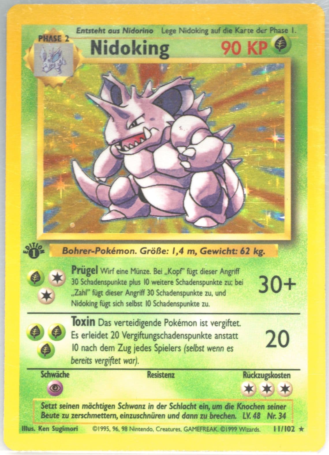 Nidoking-Holo 1st Edition (11) 1999 Pokemon German