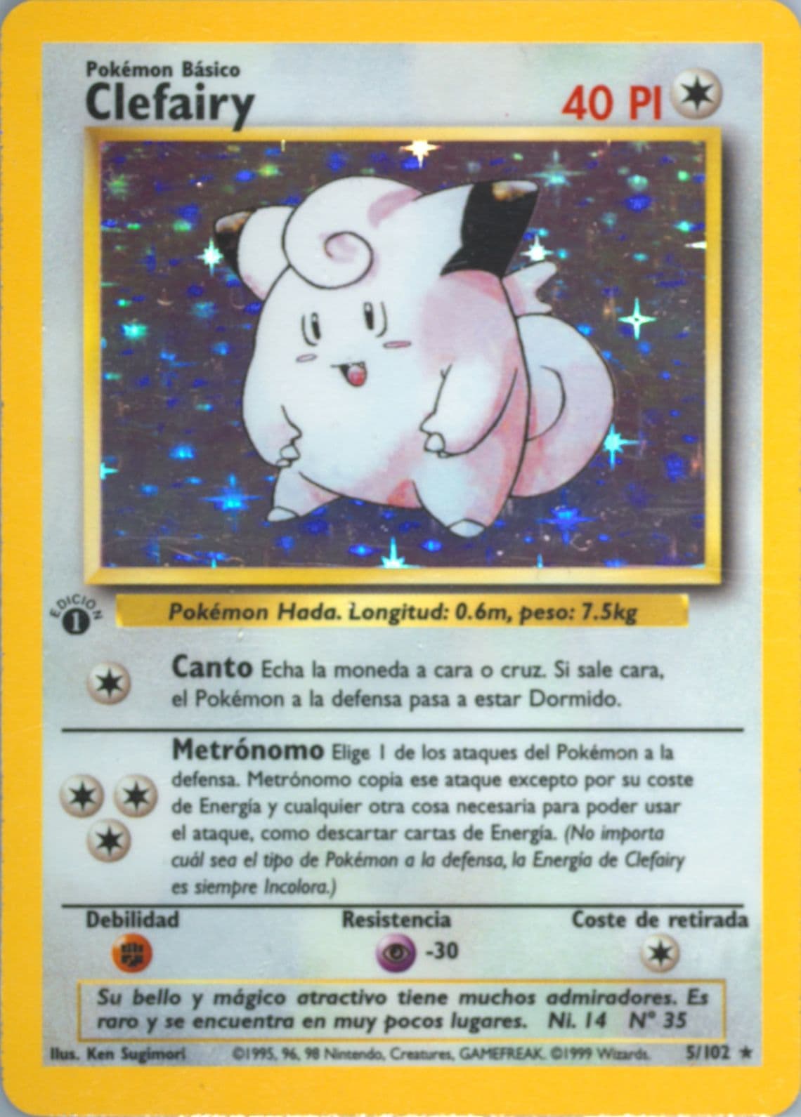 Clefairy-Holo 1st Edition (5) 1999 Pokemon Spanish