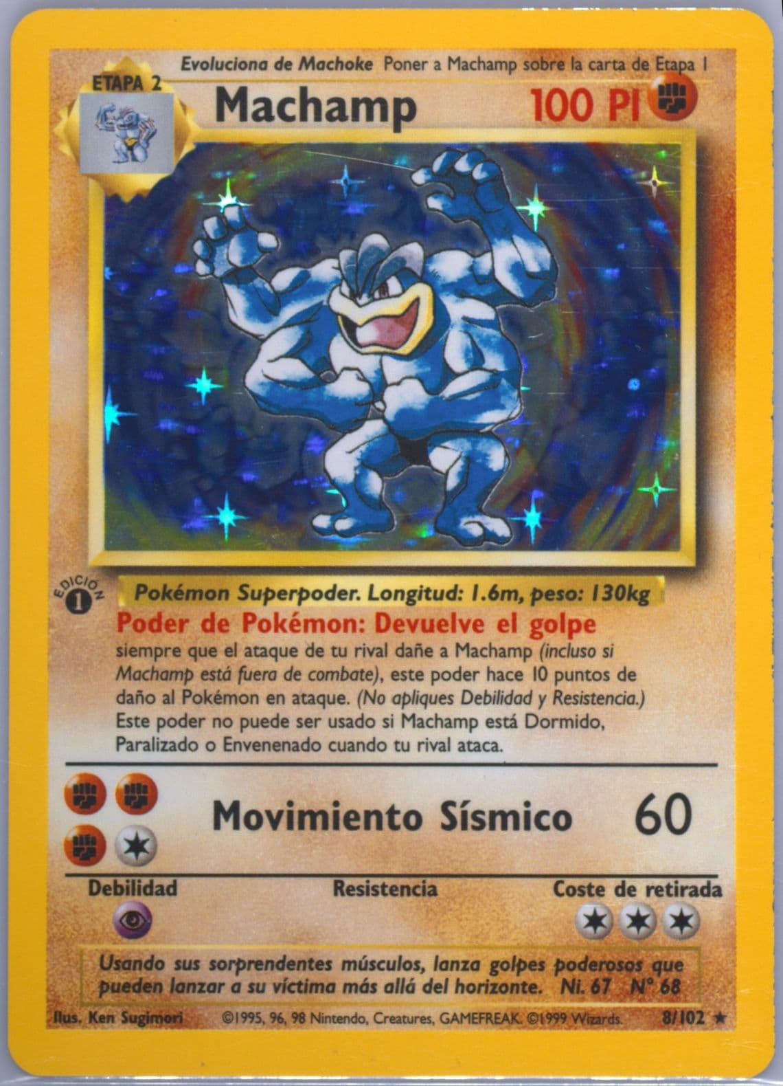 Machamp-Holo 1st Edition (8) 1999 Pokemon Spanish