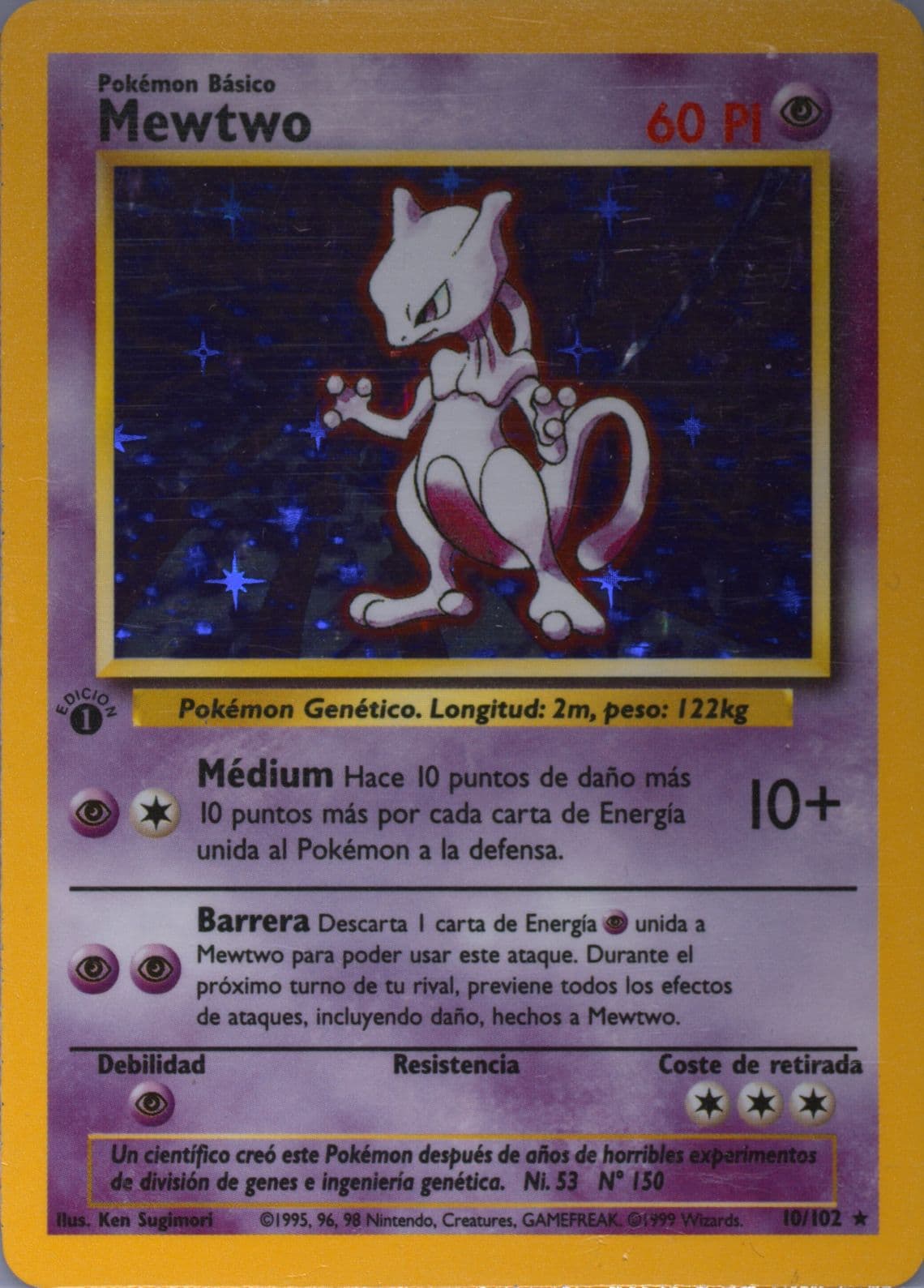 Mewtwo-Holo 1st Edition (10) 1999 Pokemon Spanish