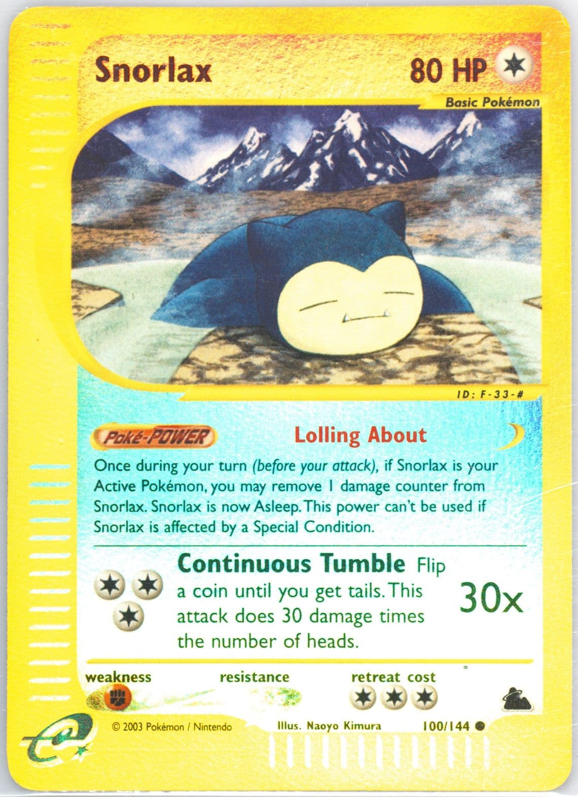 Snorlax-Reverse Foil (100) 2003 Pokemon Skyridge