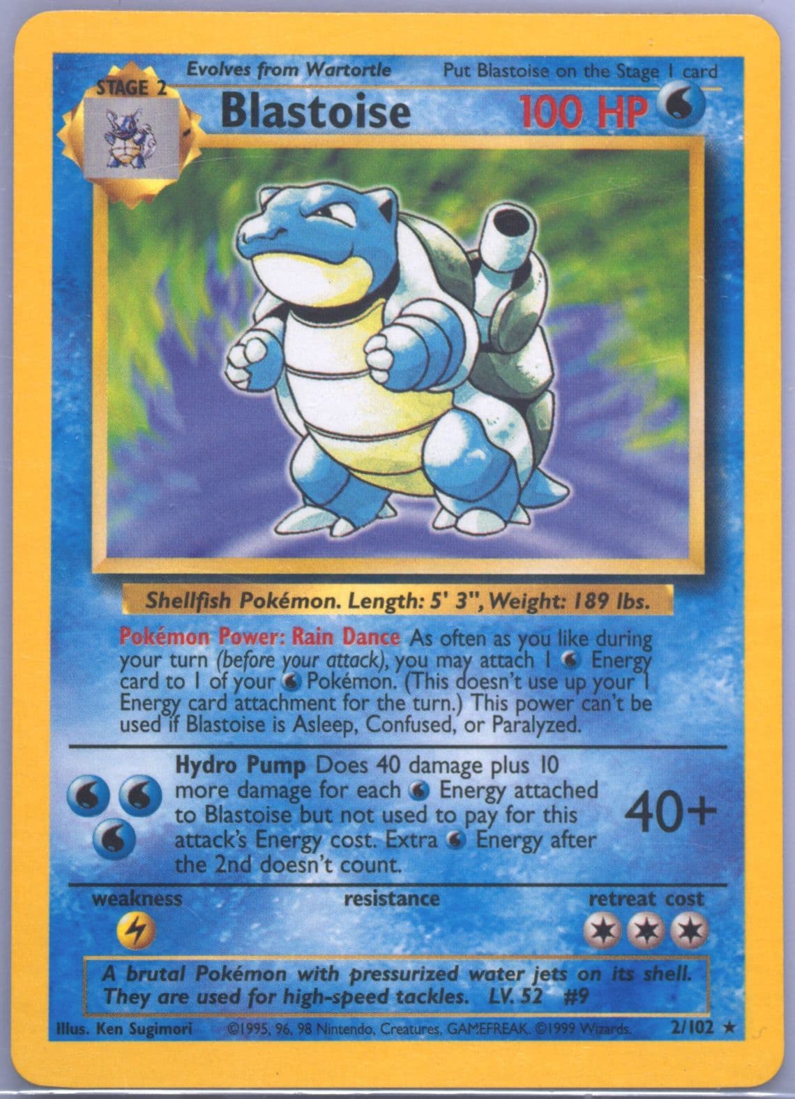 Blastoise Trainer Deck B (2) 1999 Pokemon Game
