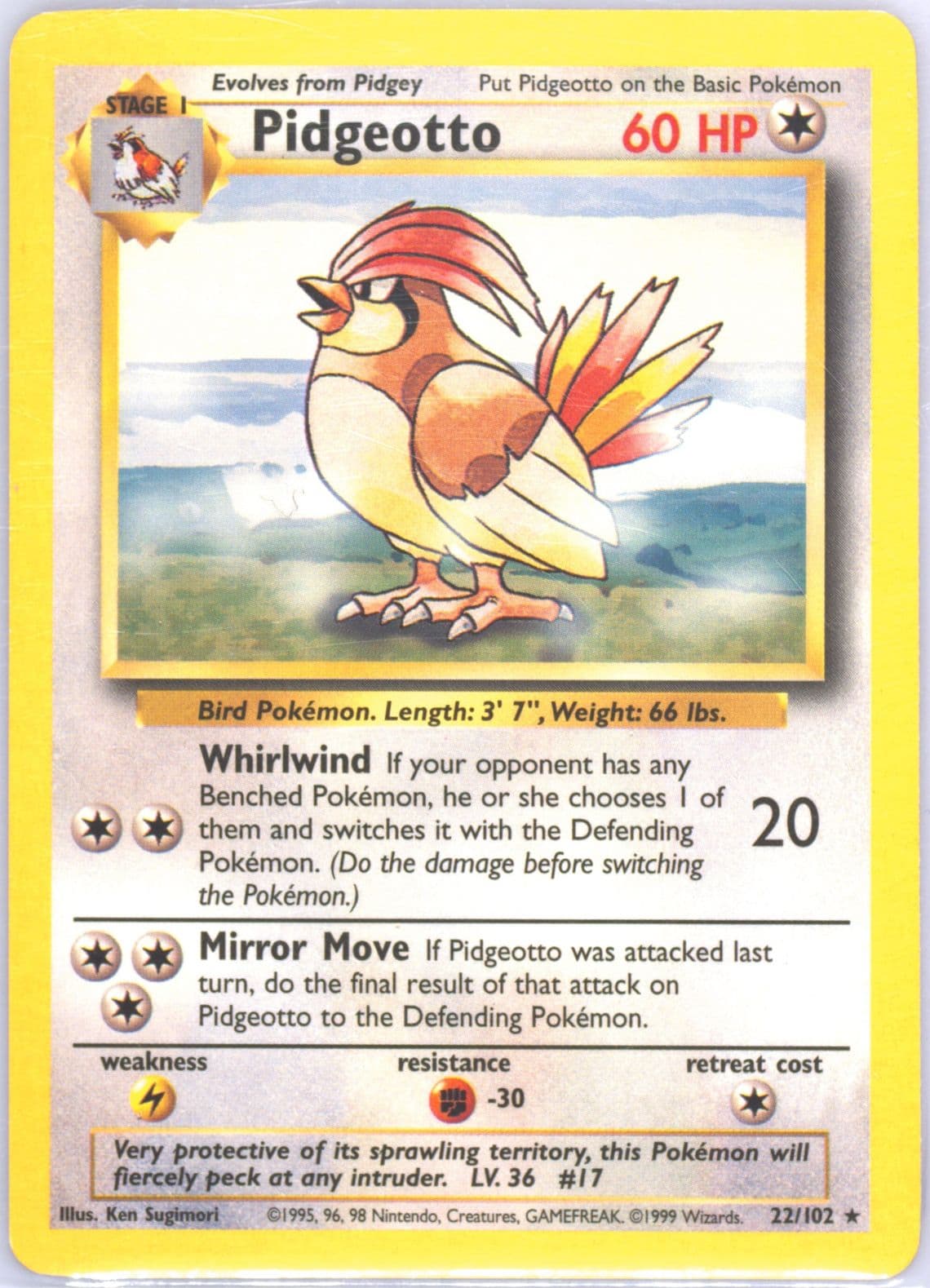 Pidgeotto Trainer Deck B (22) 1999 Pokemon Game