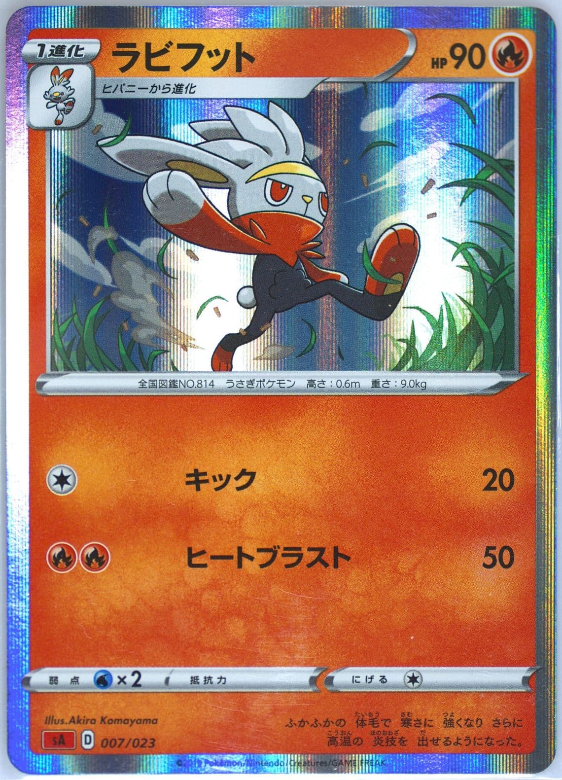 Raboot-Holo (007) 2019 Pokemon Japanese Sword & Shield V Starter Set Fire
