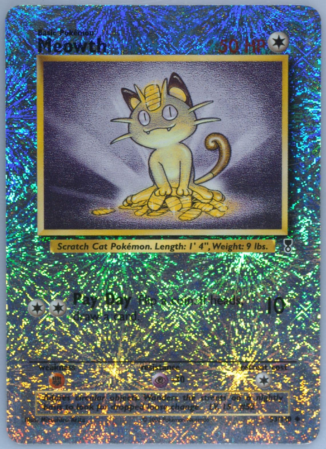 Meowth-Reverse Foil (53) 2002 Pokemon Legendary Collection