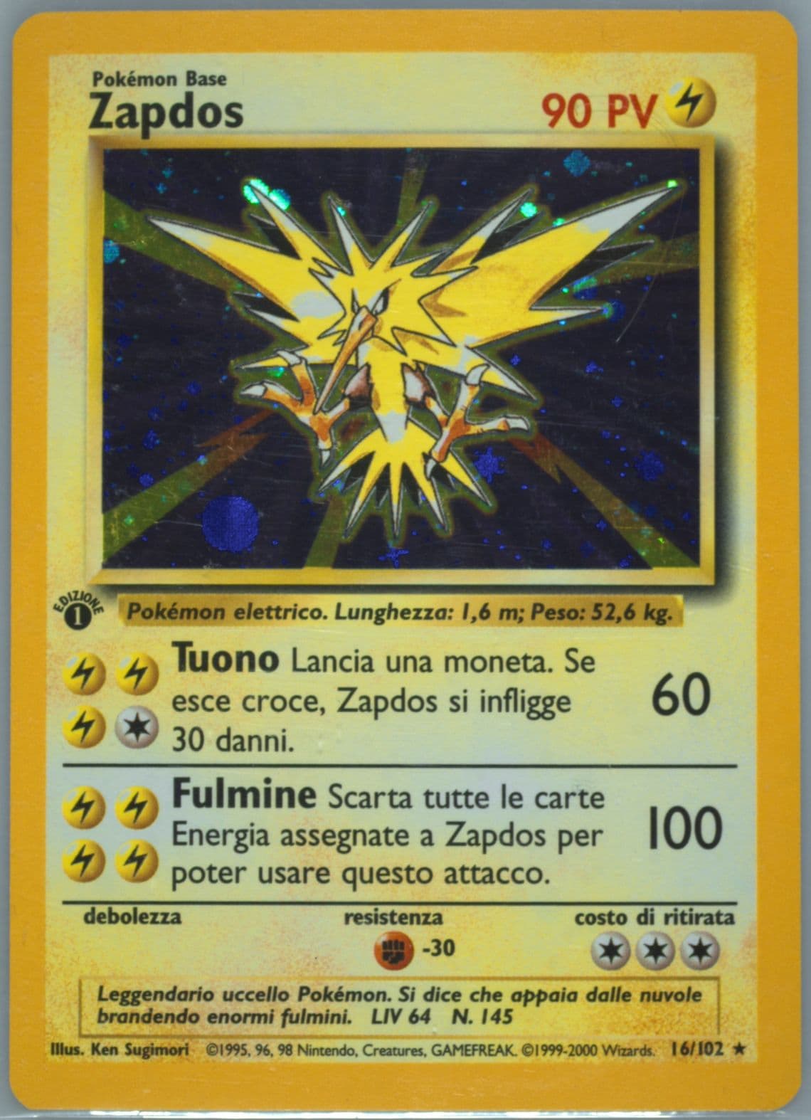 Zapdos-Holo 1st Edition-Italian (16) 2000 Pokemon Game