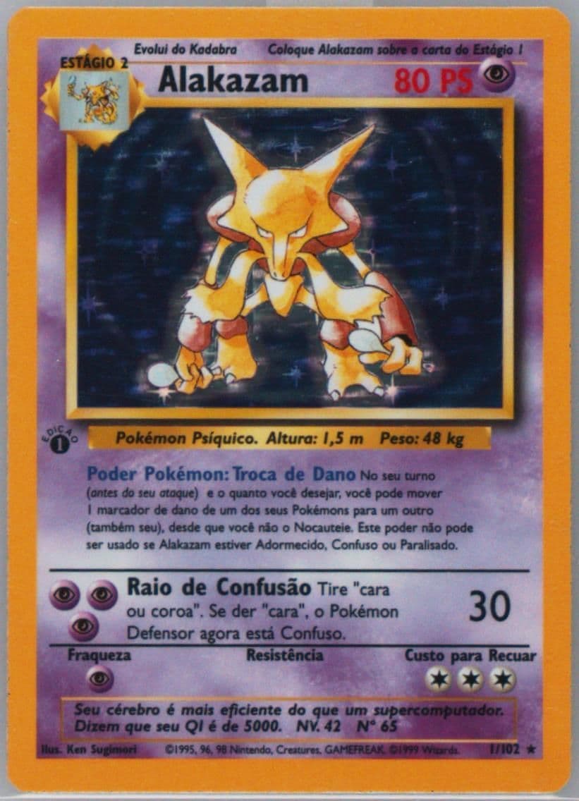 Alakazam-Holo 1st Edition (1) 1999 Pokemon Portuguese