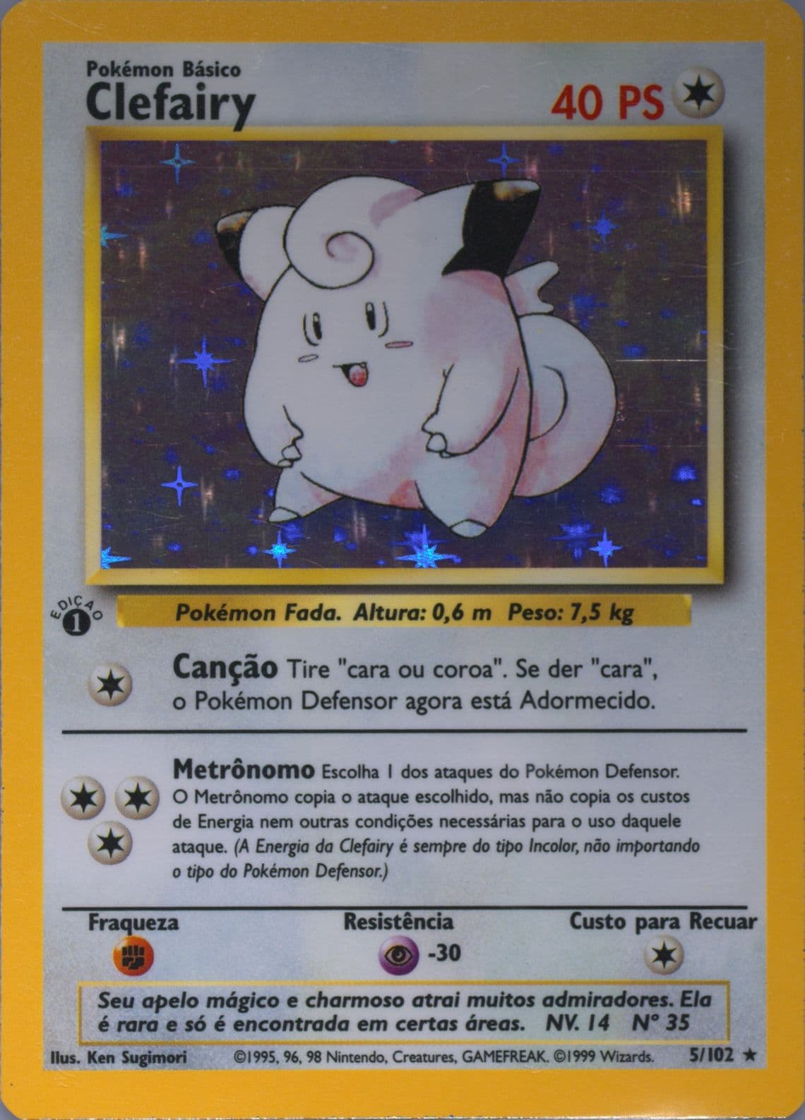 Clefairy - Holo 1st Edition (5) 1999 Pokemon Portuguese