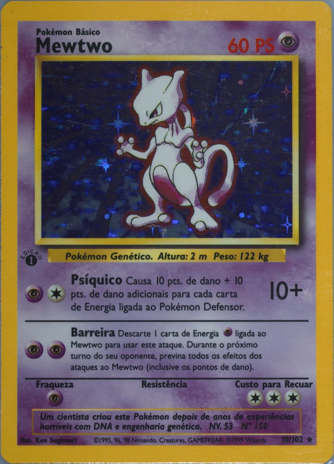 Mewtwo-Holo 1st Edition (10) 1999 Pokemon Portuguese