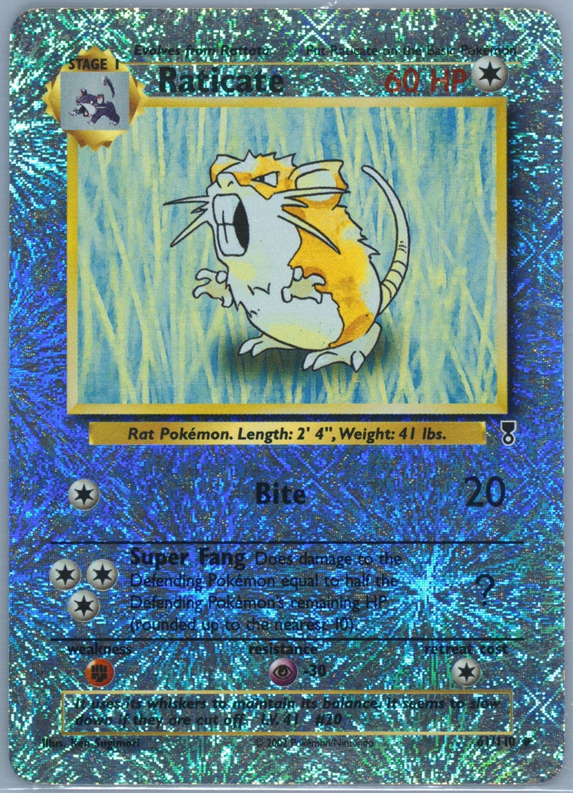 Raticate-Reverse Foil (61) 2002 Pokemon Legendary Collection