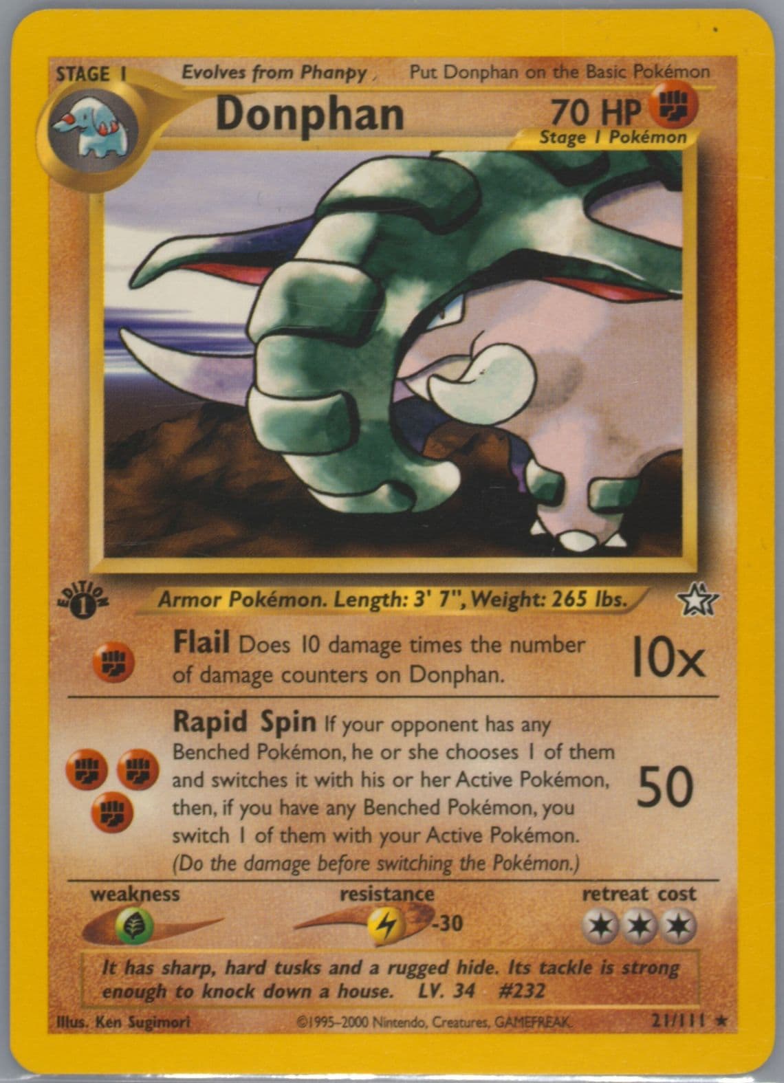 Donphan (21) 2000 Pokemon Neo Genesis 1st Edition