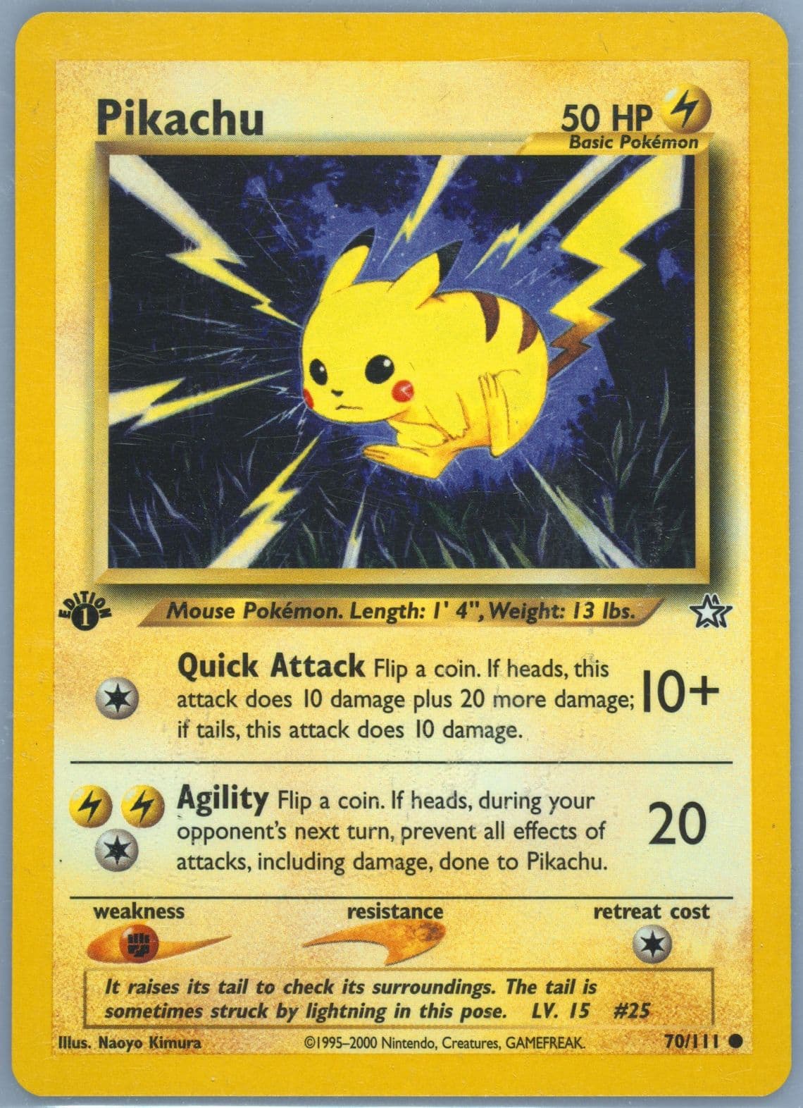 Pikachu (70) 2000 Pokemon Neo Genesis 1st Edition