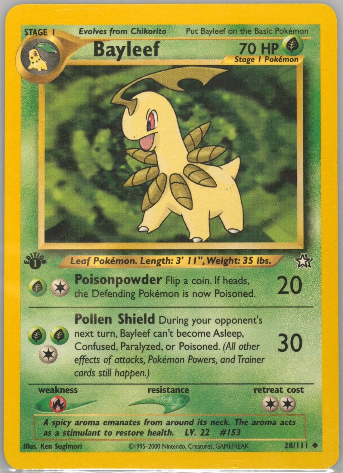 Bayleef (28) 2000 Pokemon Neo Genesis 1st Edition