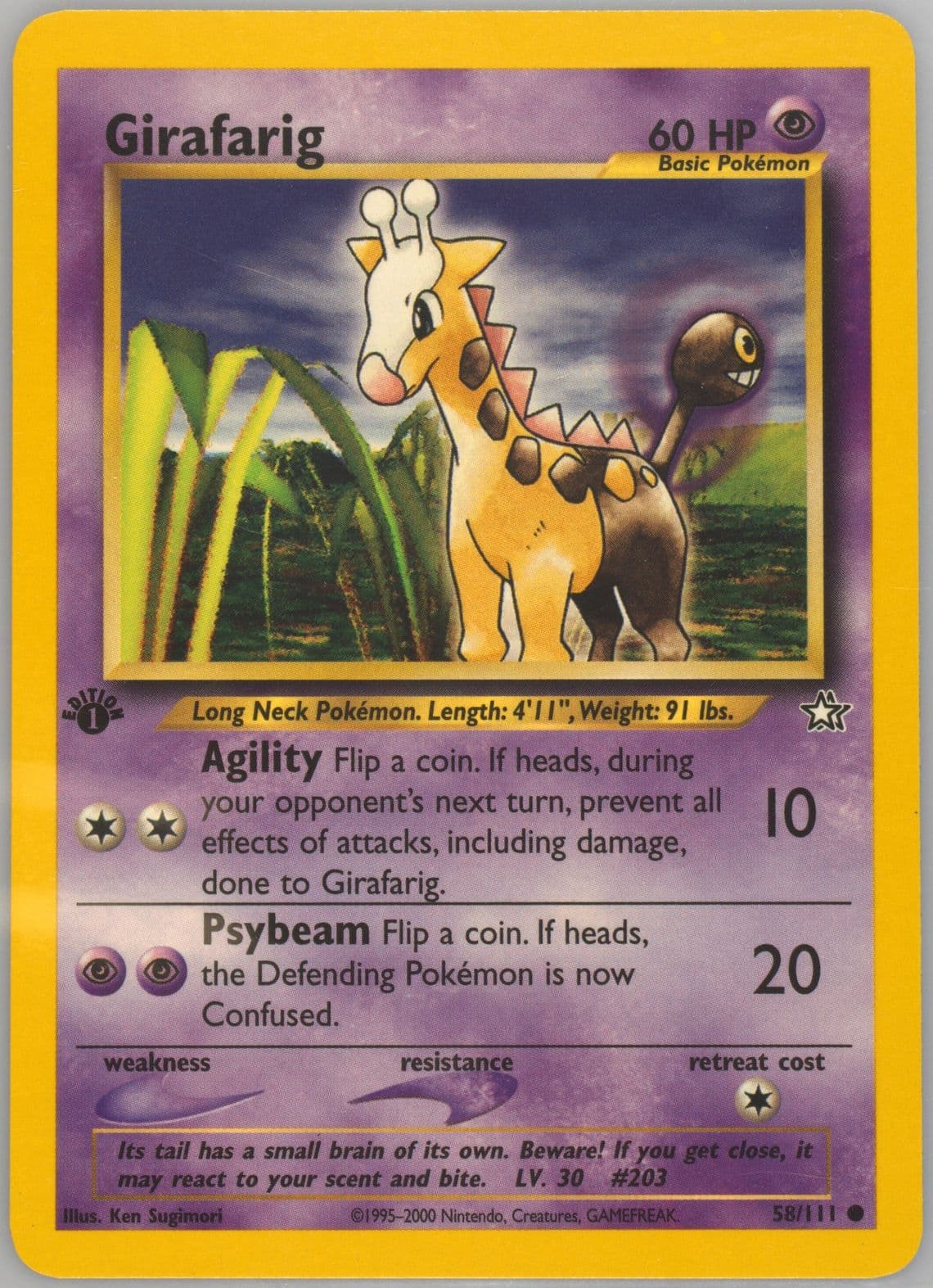 Girafarig (58) 2000 Pokemon Neo Genesis 1st Edition