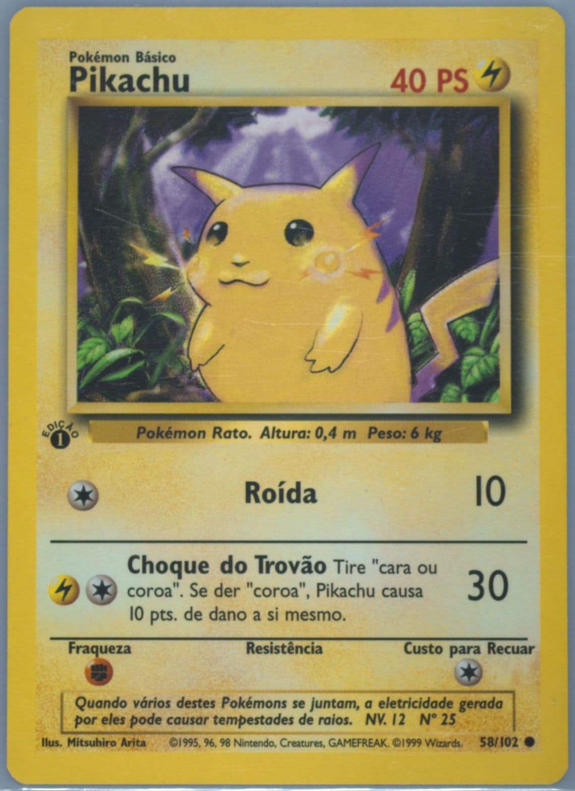 Pikachu 1st Edition (58) 1999 Pokemon Portuguese
