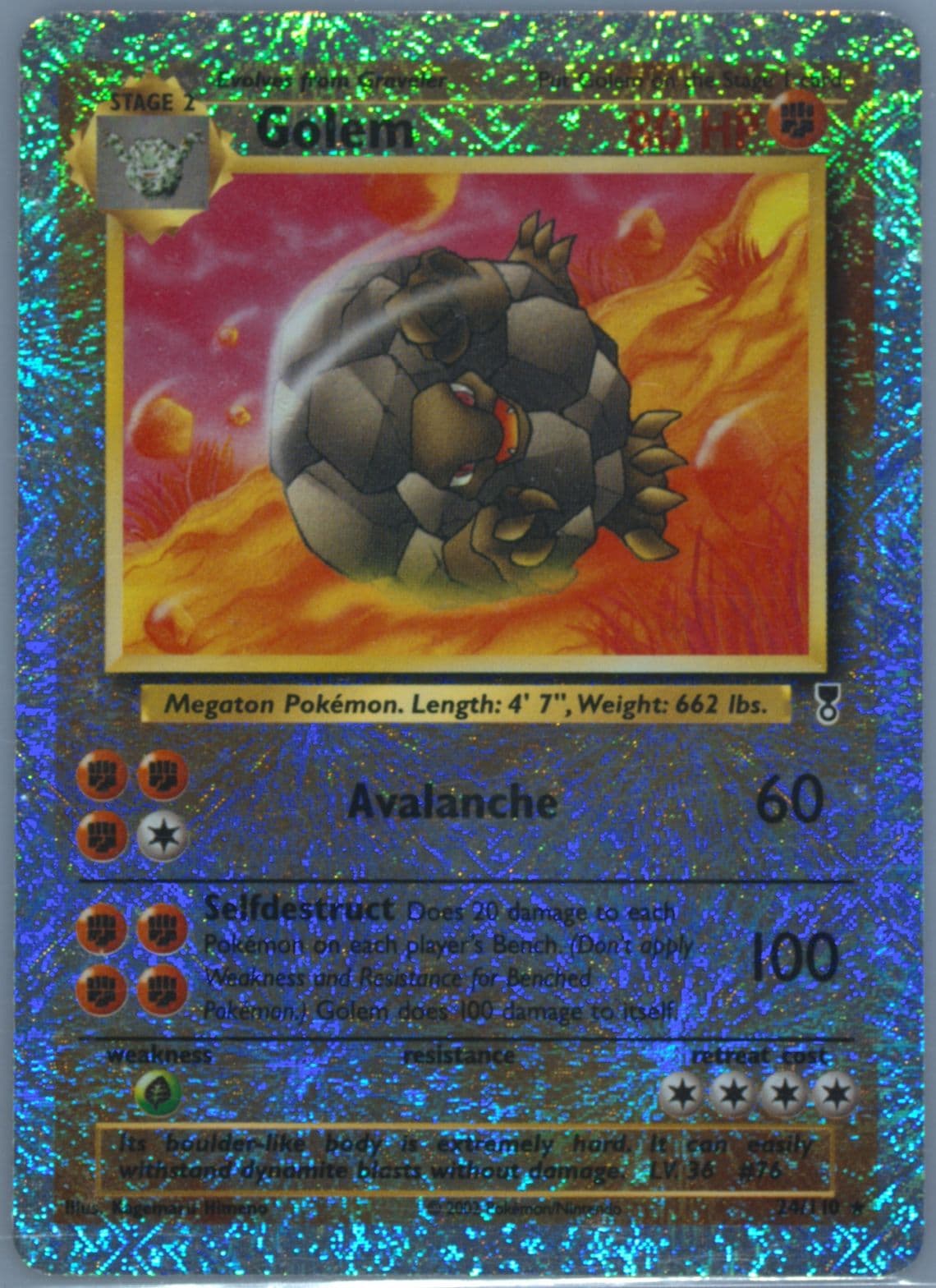 Golem-Reverse Foil (24) 2002 Pokemon Legendary Collection