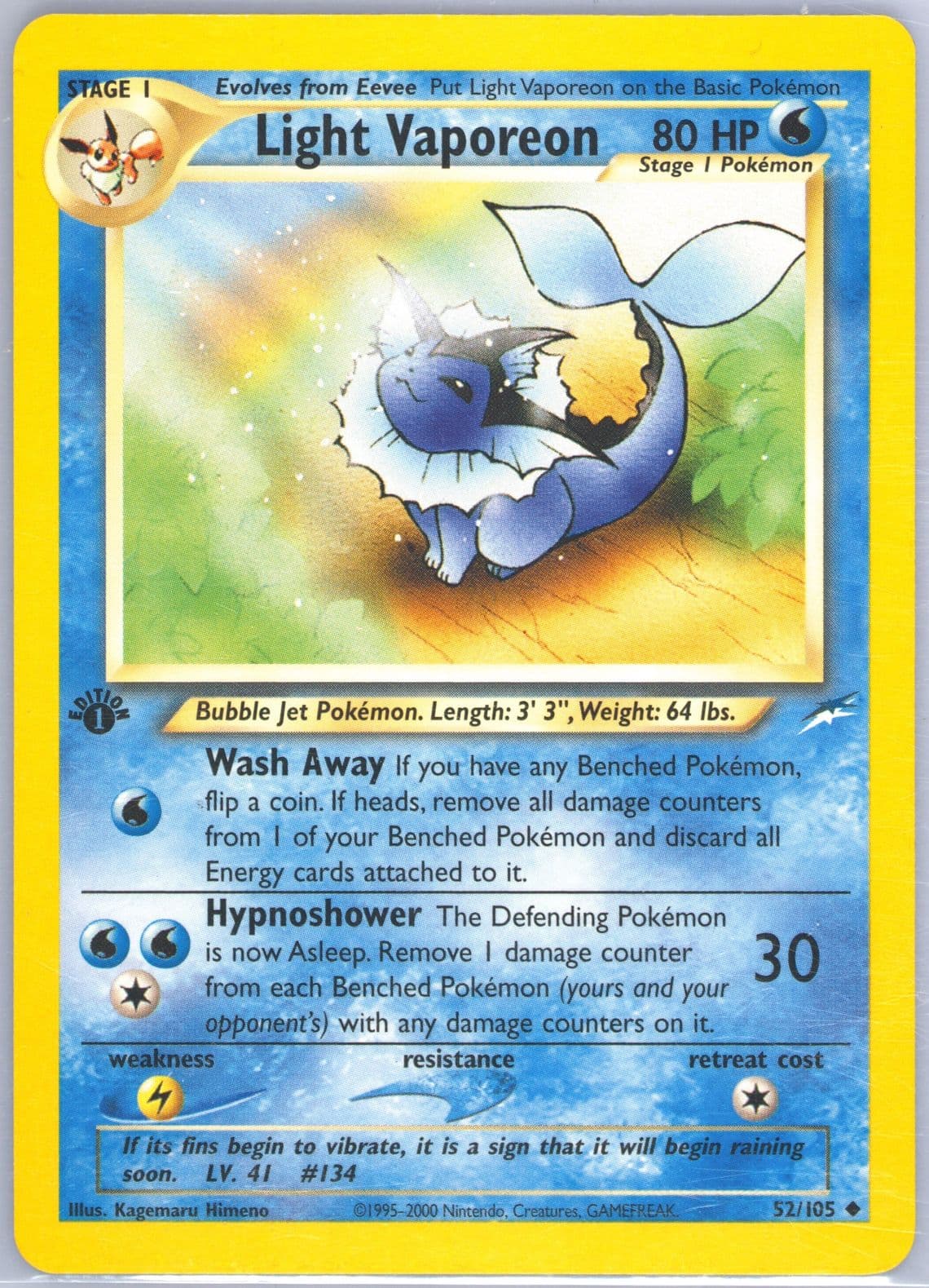Light Vaporeon 1st Edition (52) 2002 Pokemon Neo Destiny