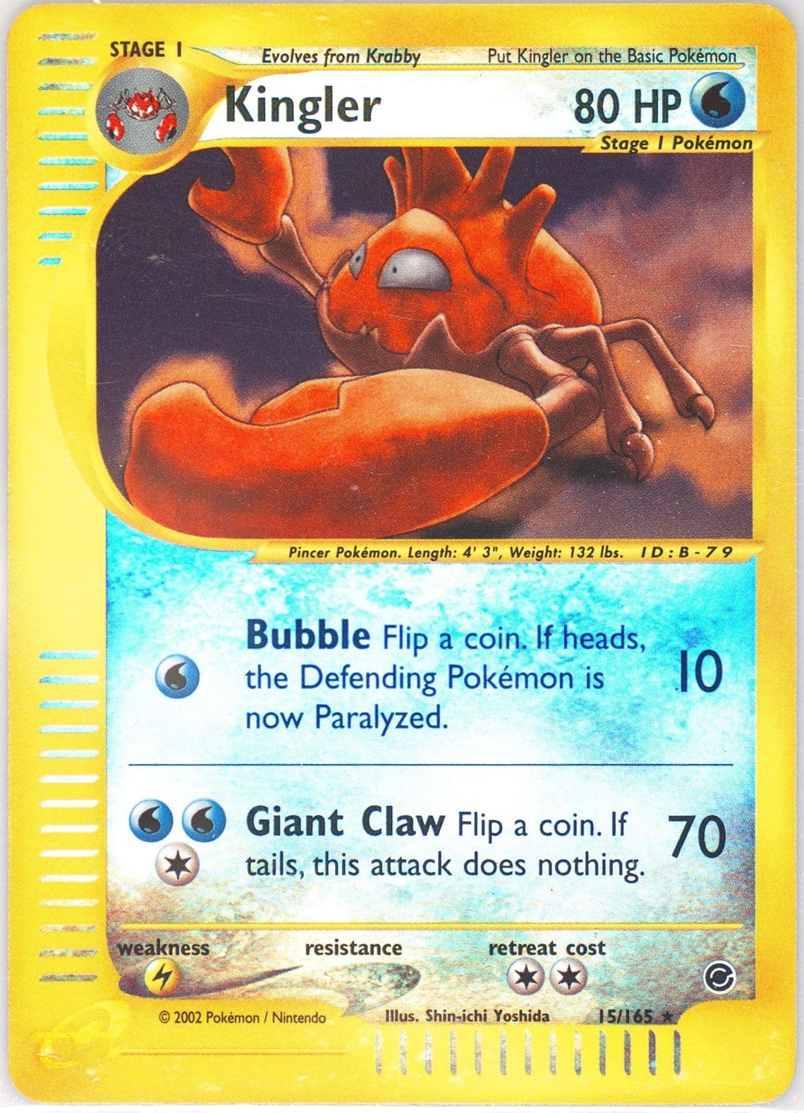 Kingler-Reverse Foil (15) 2002 Pokemon Expedition