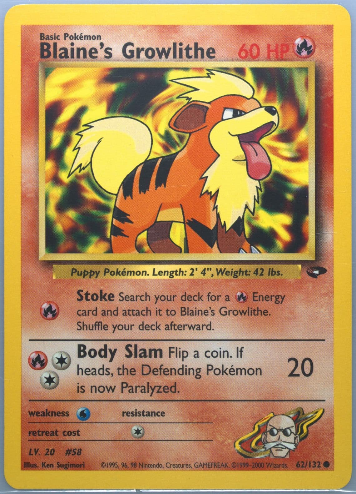 Blaine's Growlithe (62) 2000 Pokemon Gym Challenge