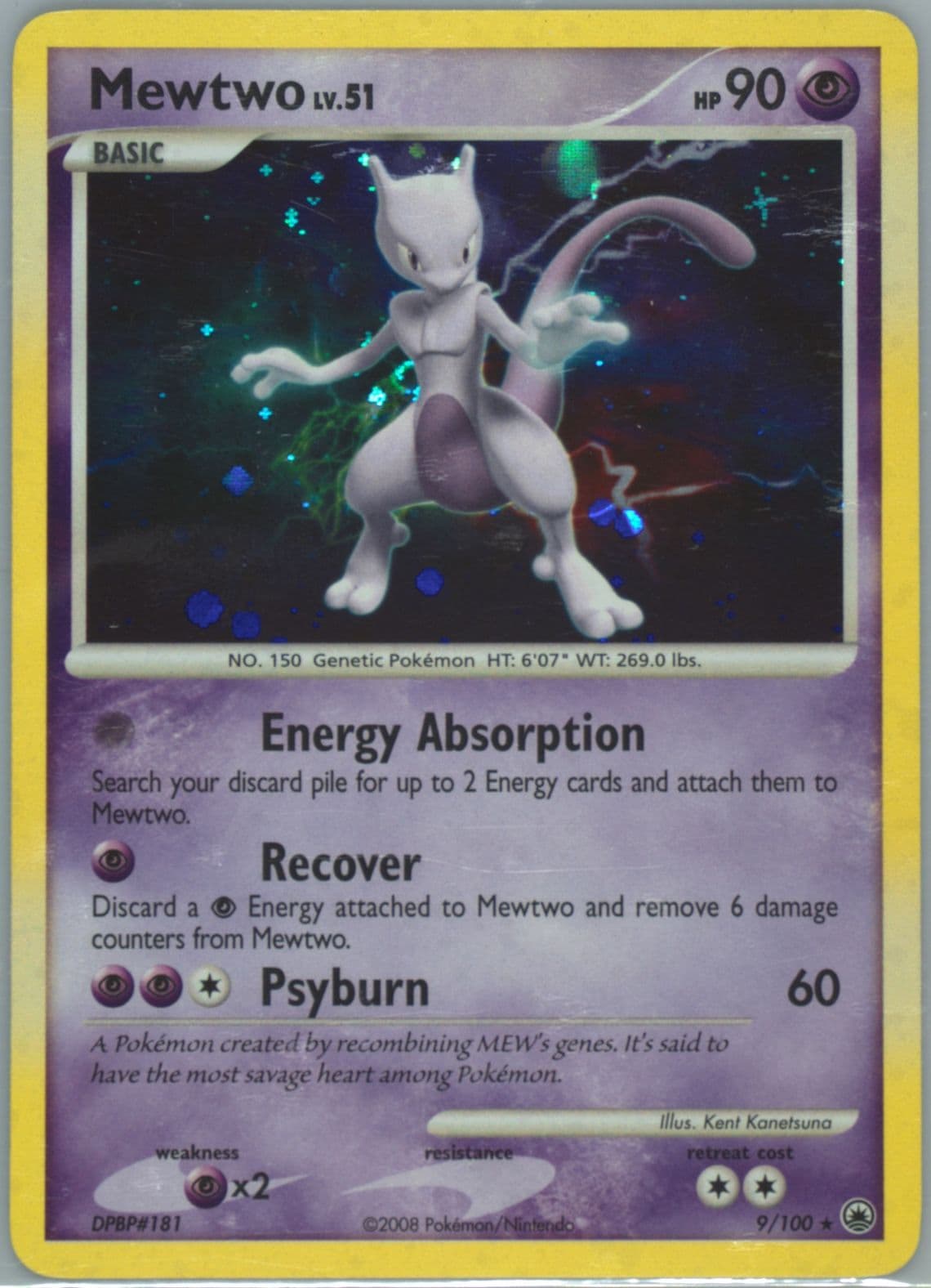 Mewtwo-Holo (9) 2008 Pokemon Diamond & Pearl Majestic Dawn