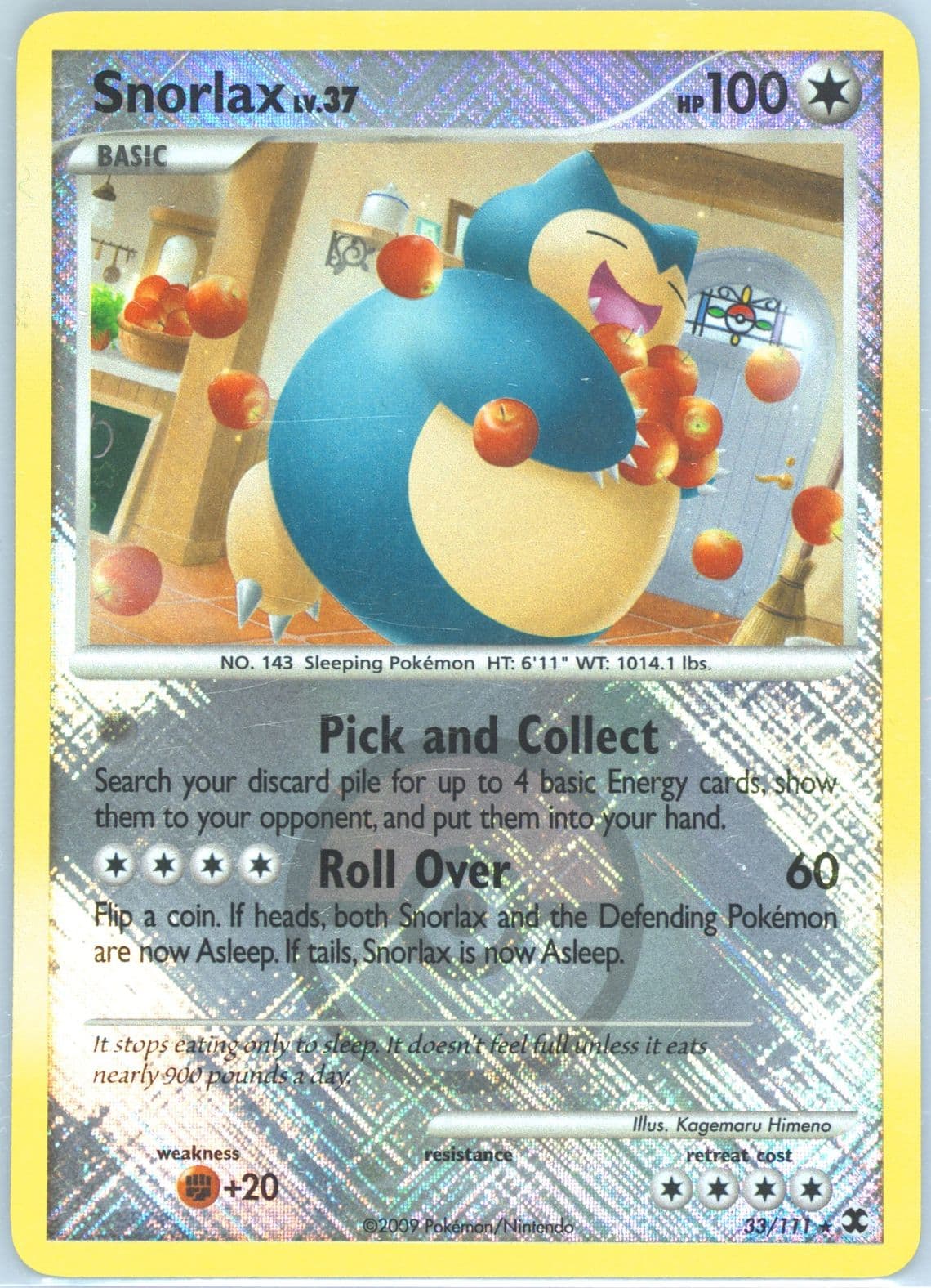 Snorlax-Holo Crosshatch-2009 Pokemon League (33) 2009 Pokemon Platinum Rising Rivals