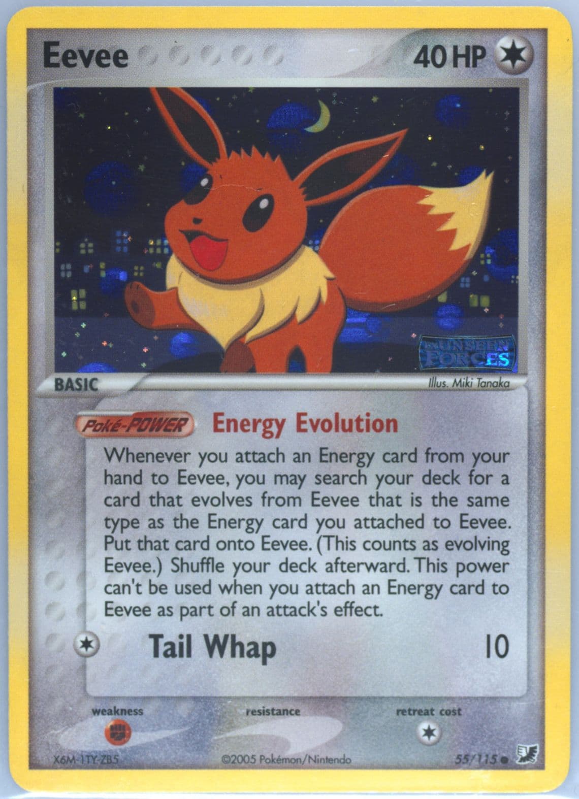 Eevee-Reverse Foil (55) 2005 Pokemon EX Unseen Forces