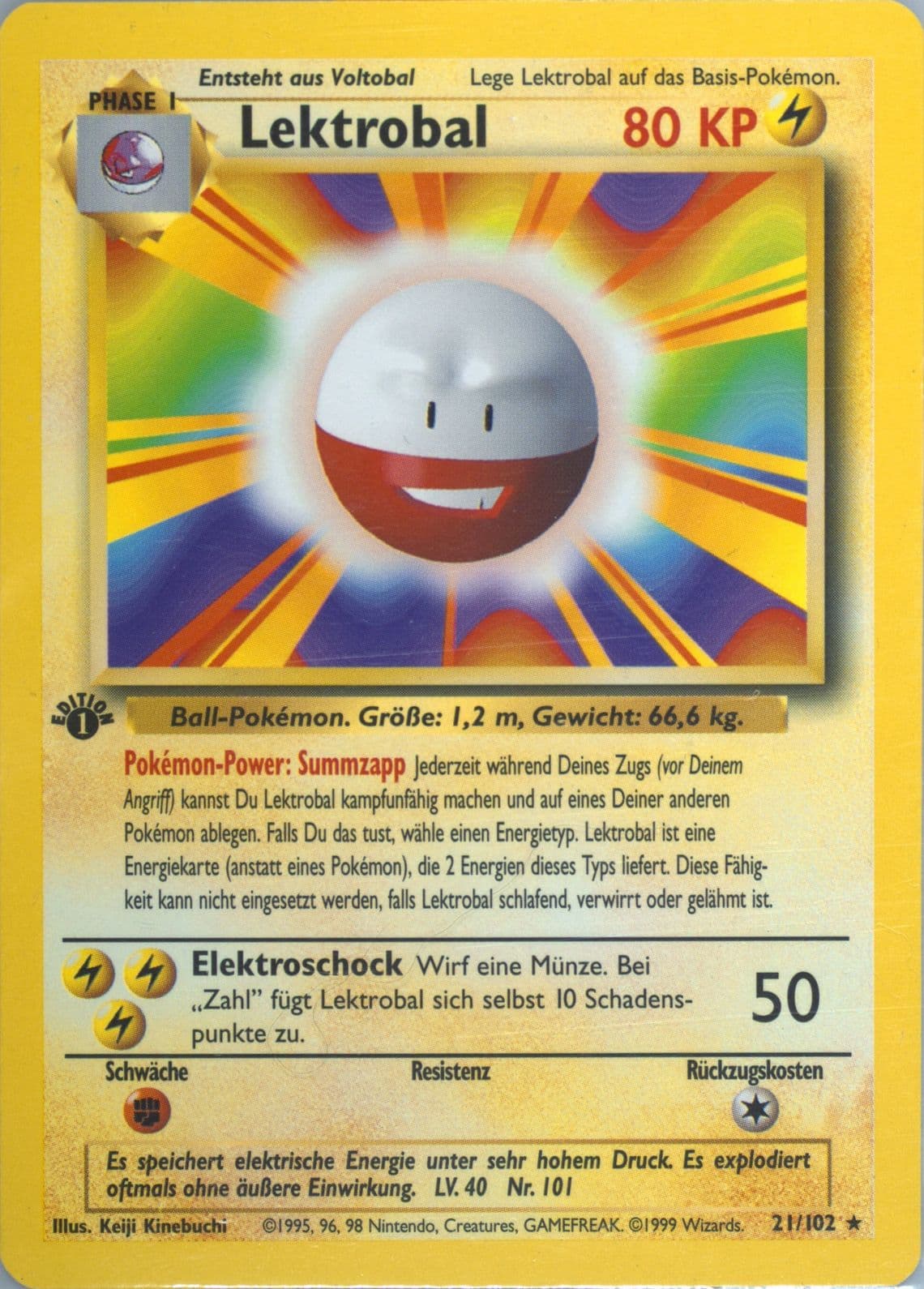 Lektrobal 1st Edition (21) 1999 Pokemon German