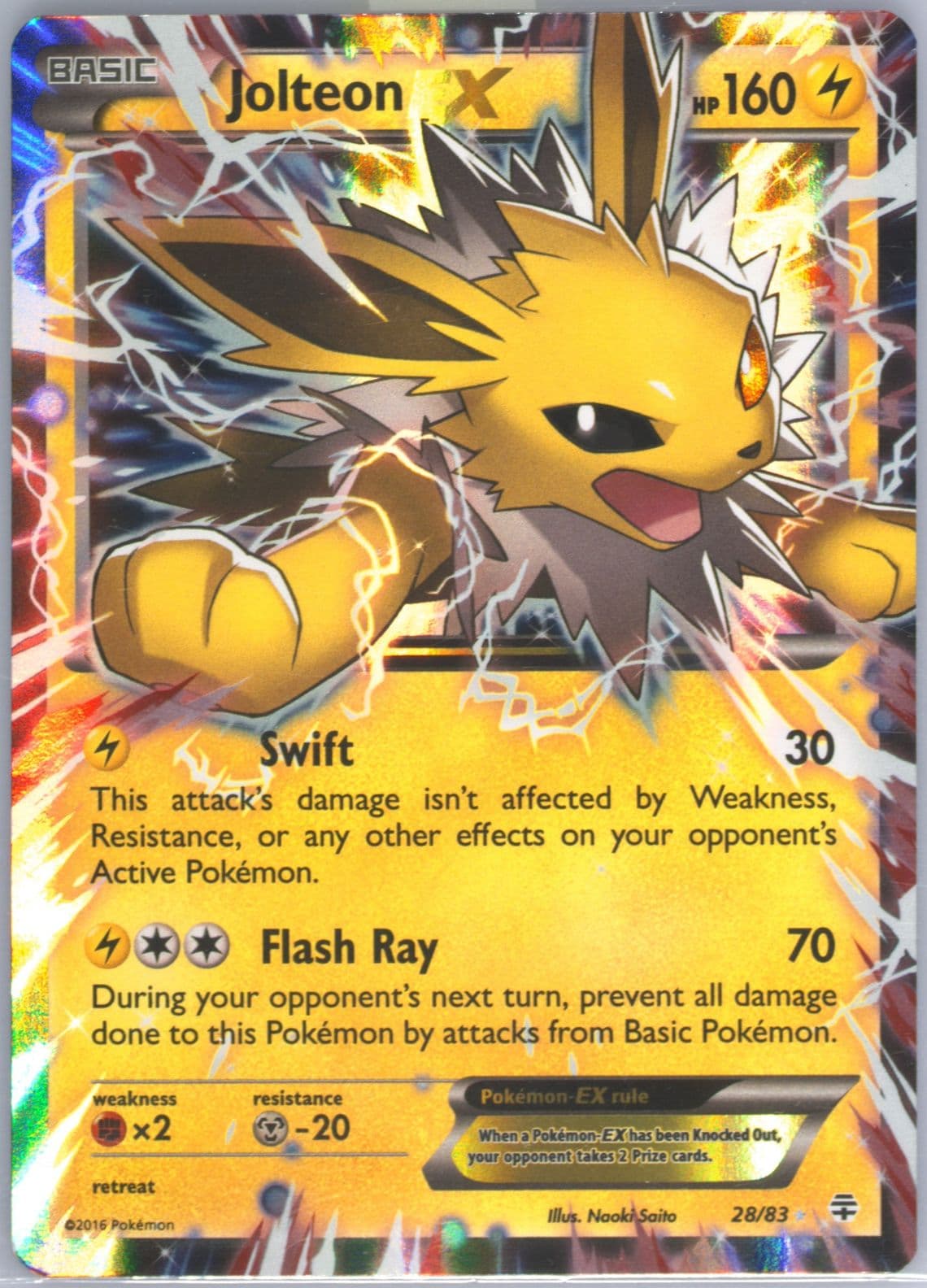 Jolteon EX (28) 2016 Pokemon XY Generations