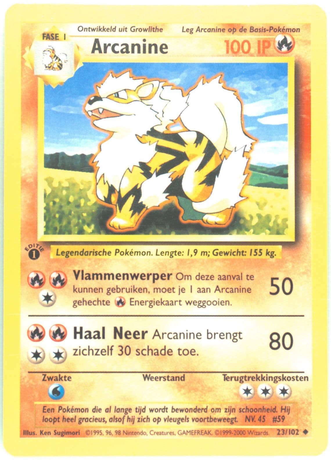 Arcanine 1st Edition (23) 1999 Pokemon Dutch