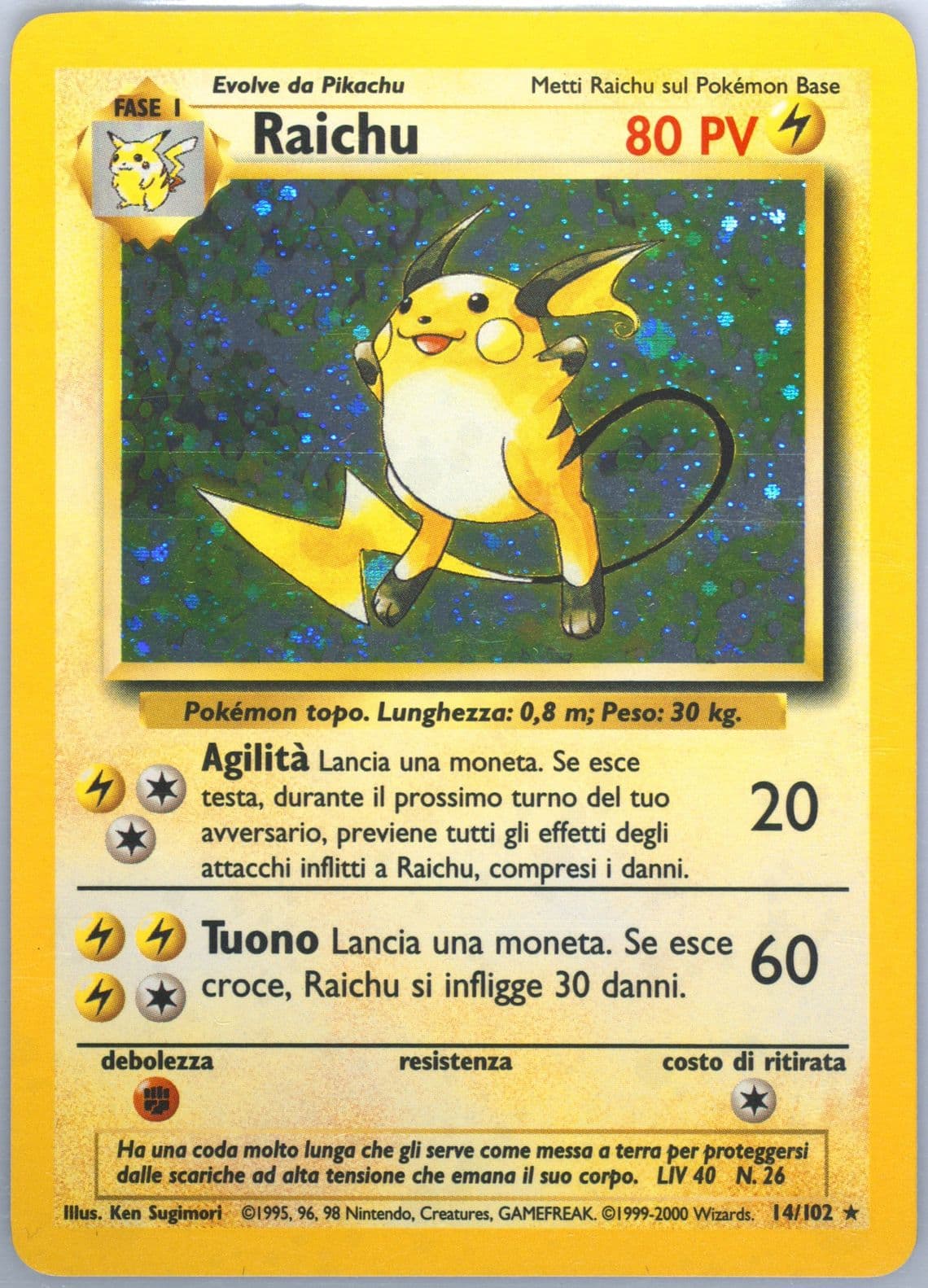 Raichu-Holo Italian (14) 2000 Pokemon Game
