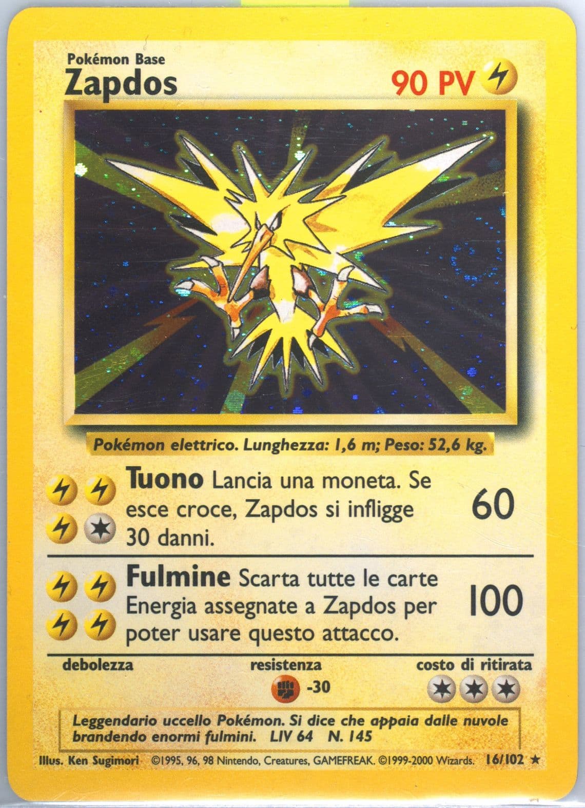 Zapdos-Holo Italian (16) 2000 Pokemon Game