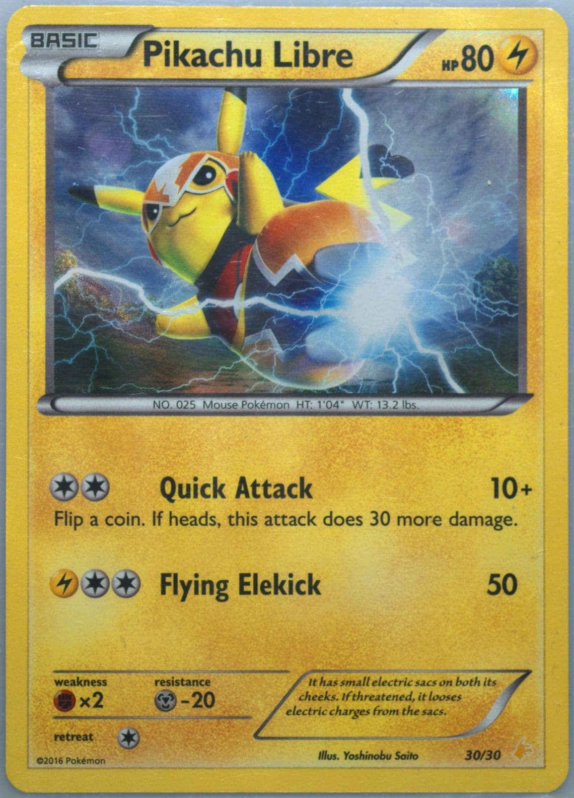 Pikachu Libre-Holo (30) 2016 Pokemon XY Trainer Kit Pikachu Libre Half Deck