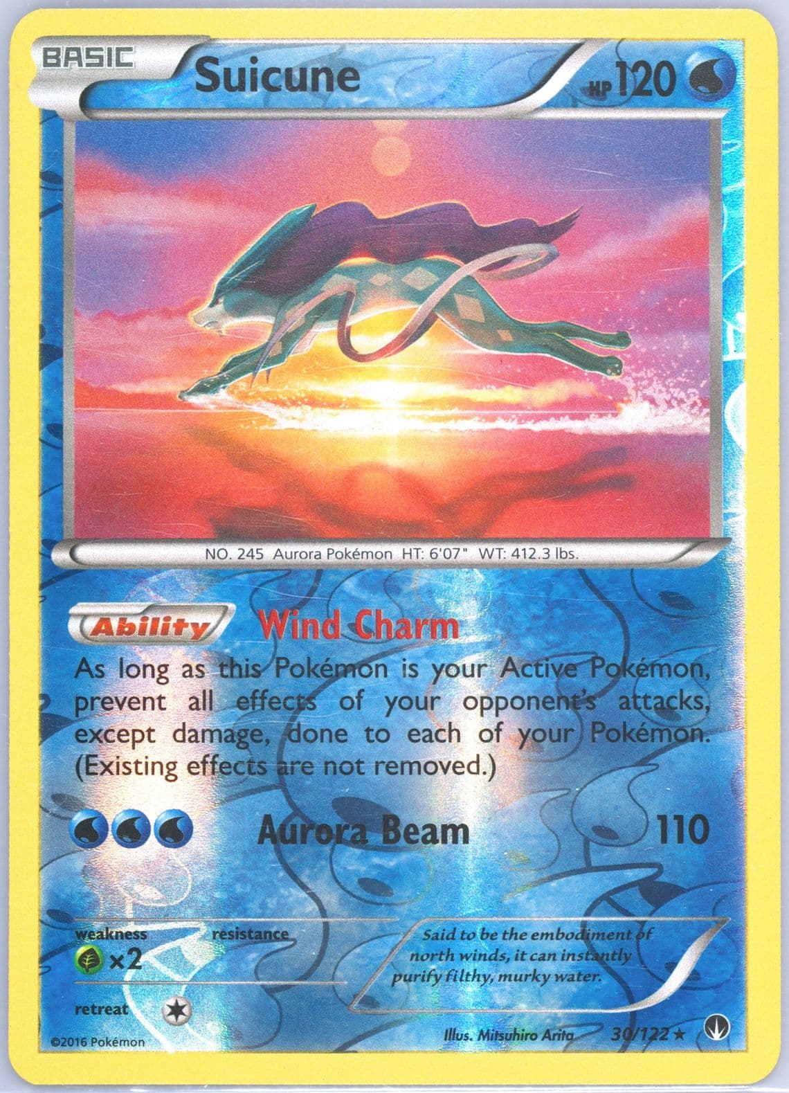 Suicune-Reverse Foil (30) 2016 Pokemon XY Breakpoint