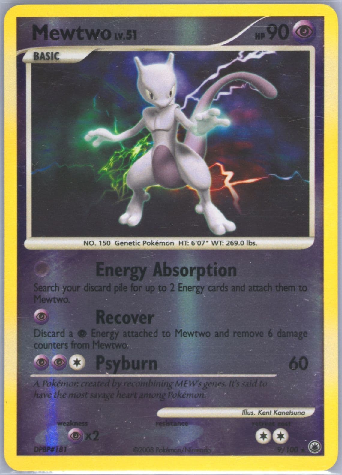 Mewtwo-Reverse Foil (9) 2008 Pokemon Diamond & Pearl Majestic Dawn