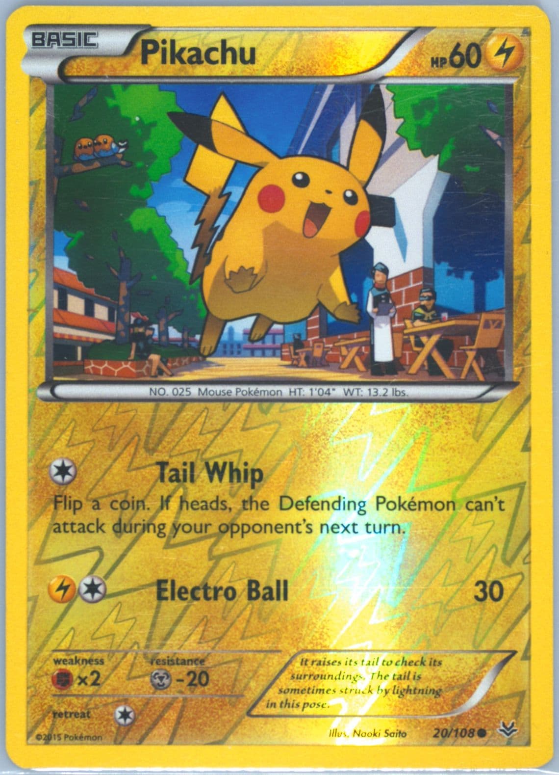 Pikachu-Reverse Foil (20) 2015 Pokemon XY Roaring Skies