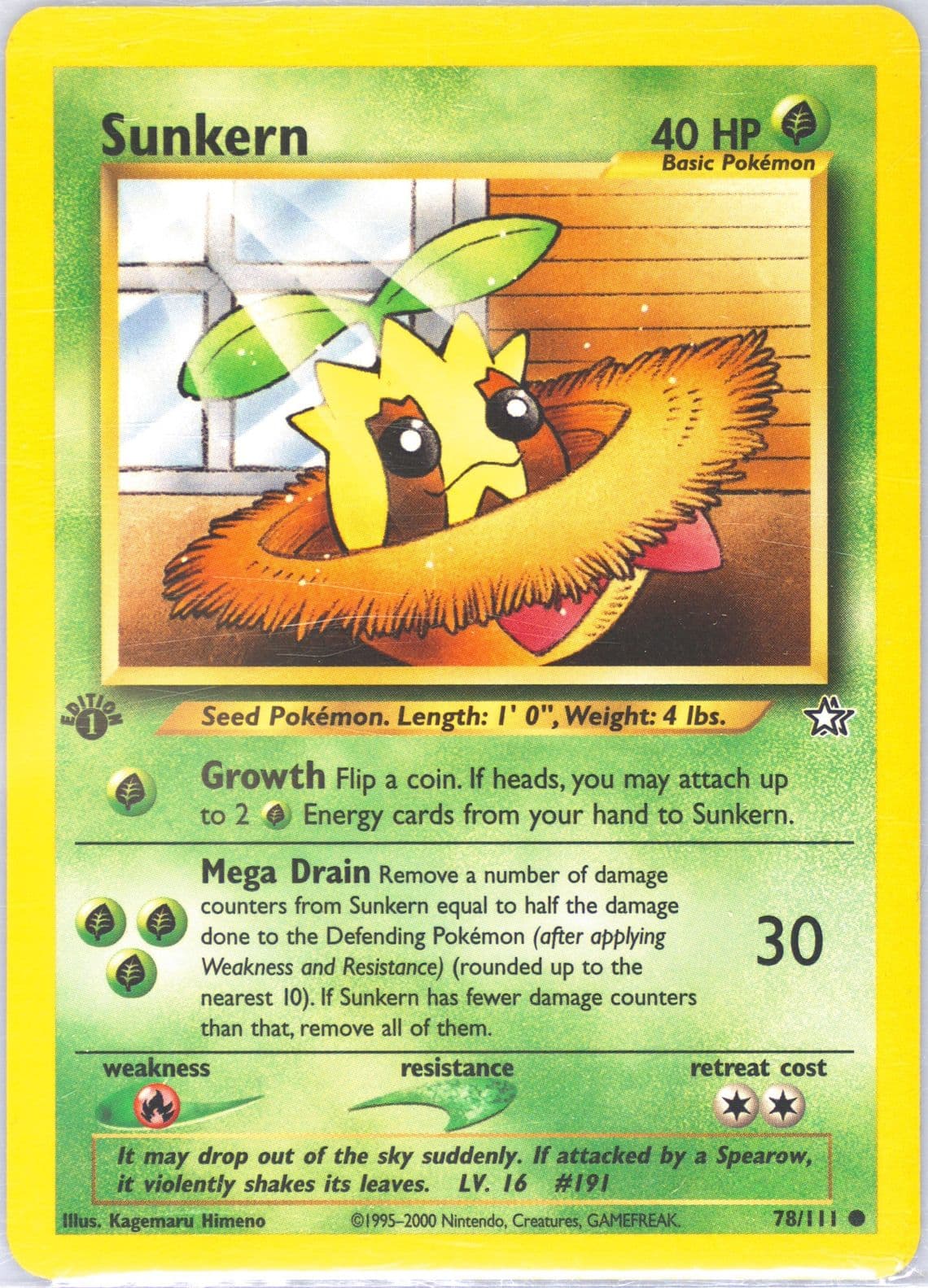 Sunkern (78) 2000 Pokemon Neo Genesis 1st Edition