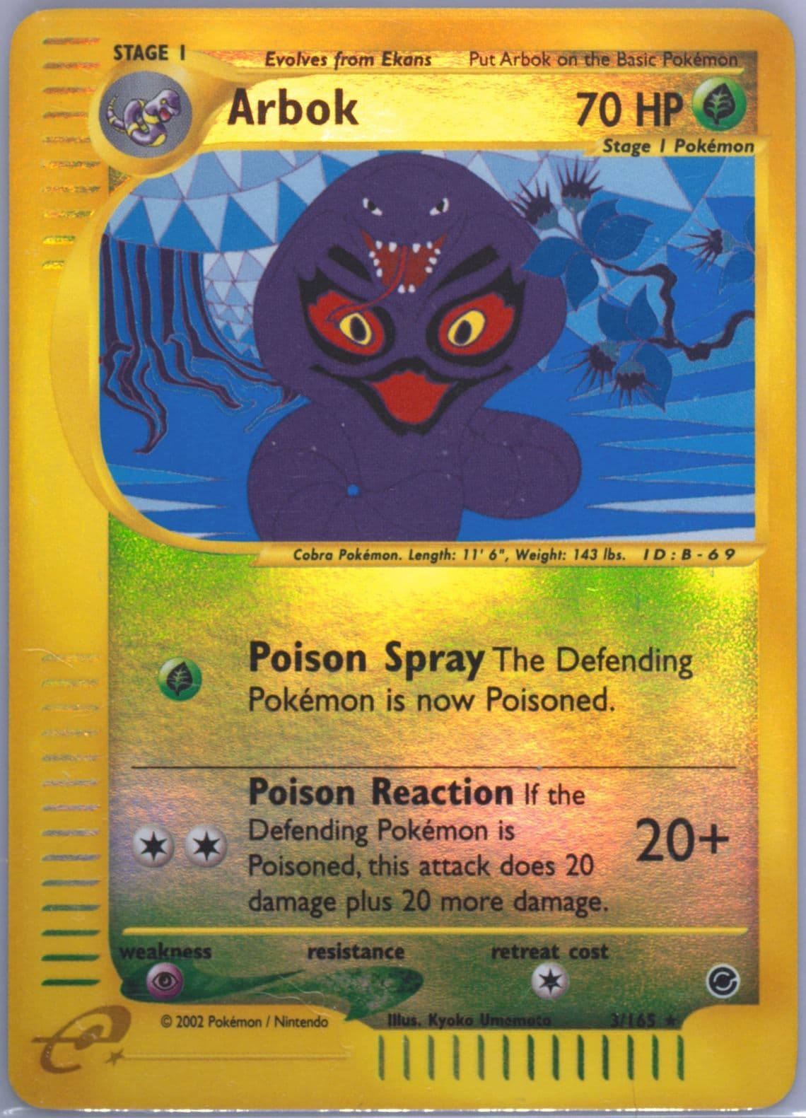 Arbok-Reverse Foil (3) 2002 Pokemon Expedition